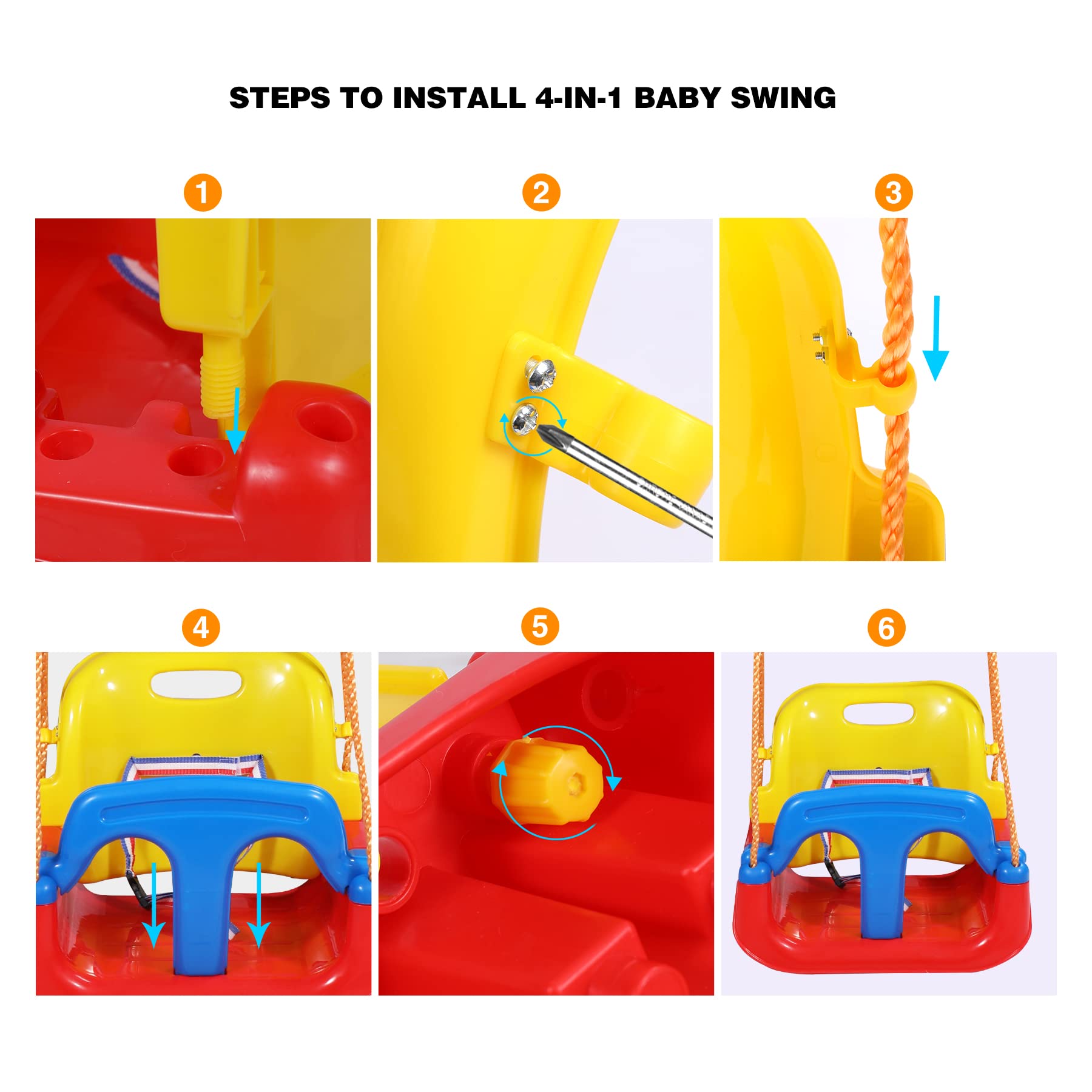 4-in-1 Convertible Toddler Swing with Detachable Dining Tray