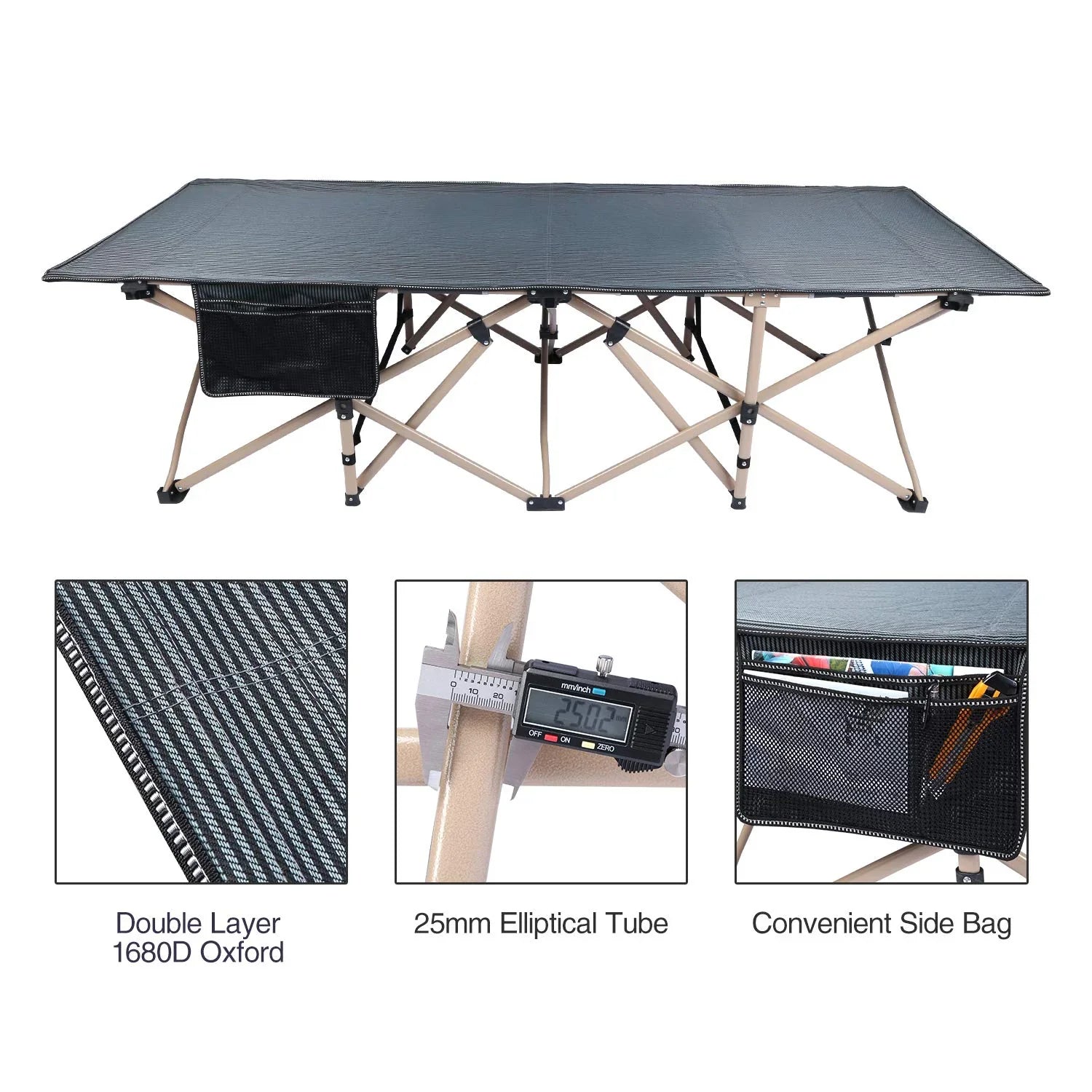 Extra Wide Folding Camping Cot for Adults