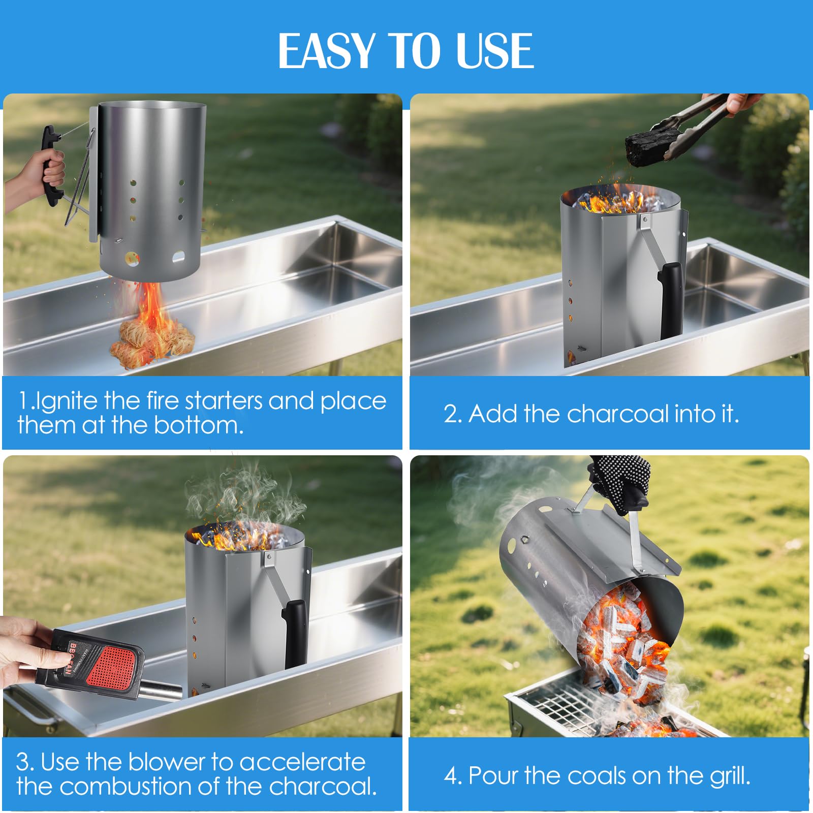 12"H Rapid Charcoal Chimney Starter Set