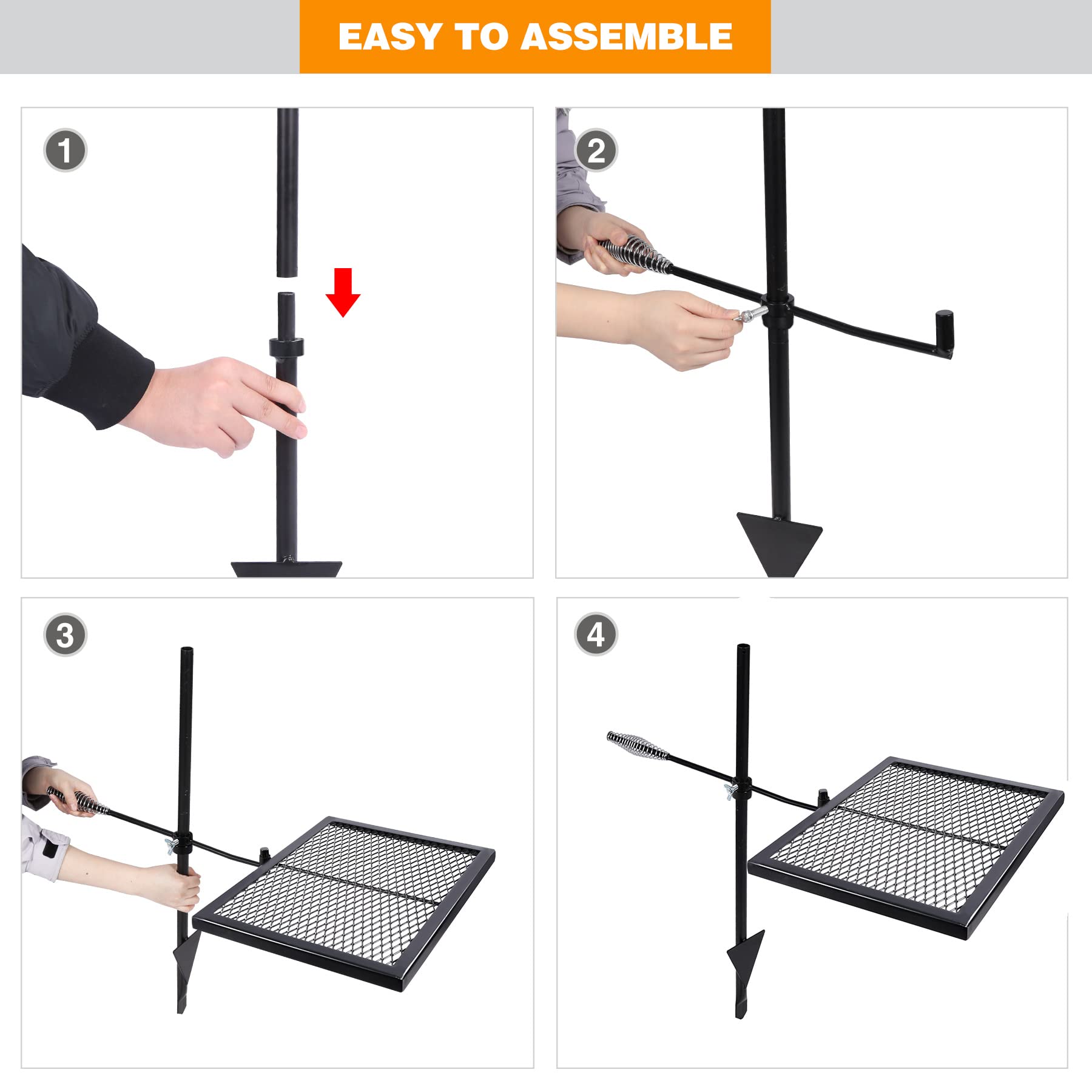 Folding Swivel Campfire Grill for Open Flame Cooking