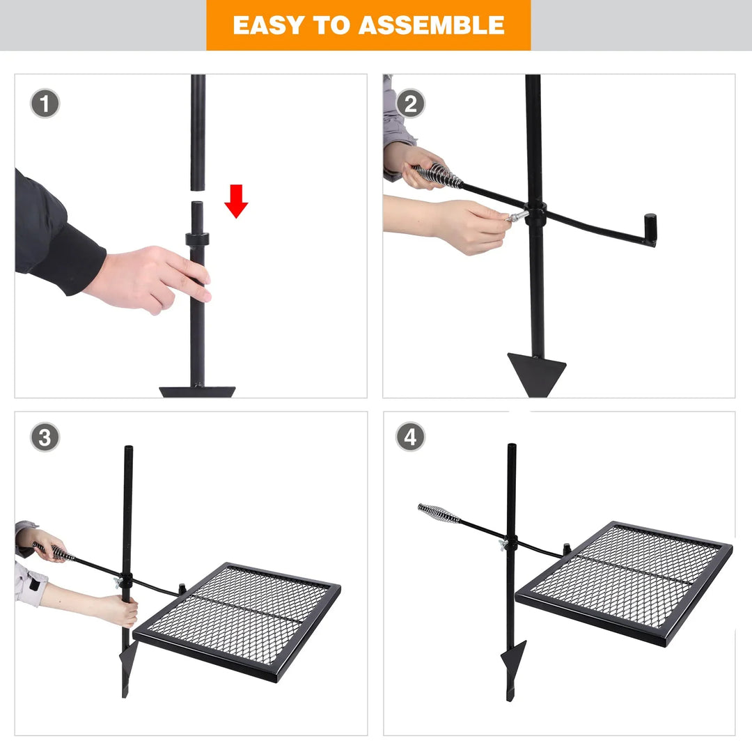 Folding Swivel Campfire Grill for Open Flame Cooking
