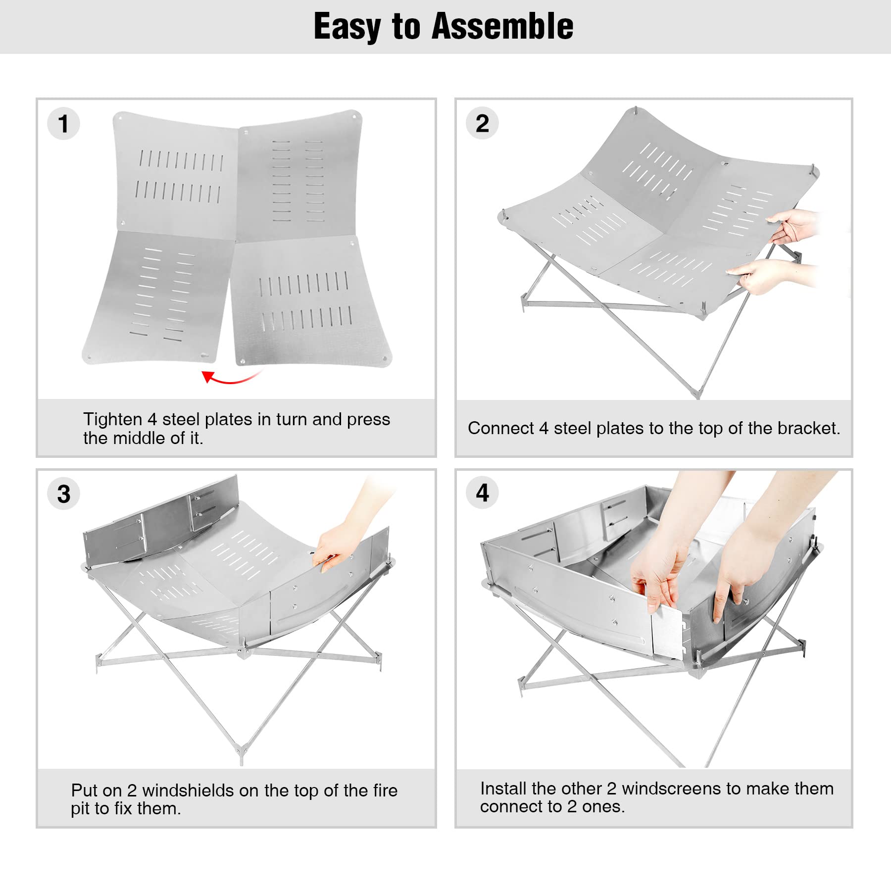 Camp Travel Firepits with 4 Wind Shields