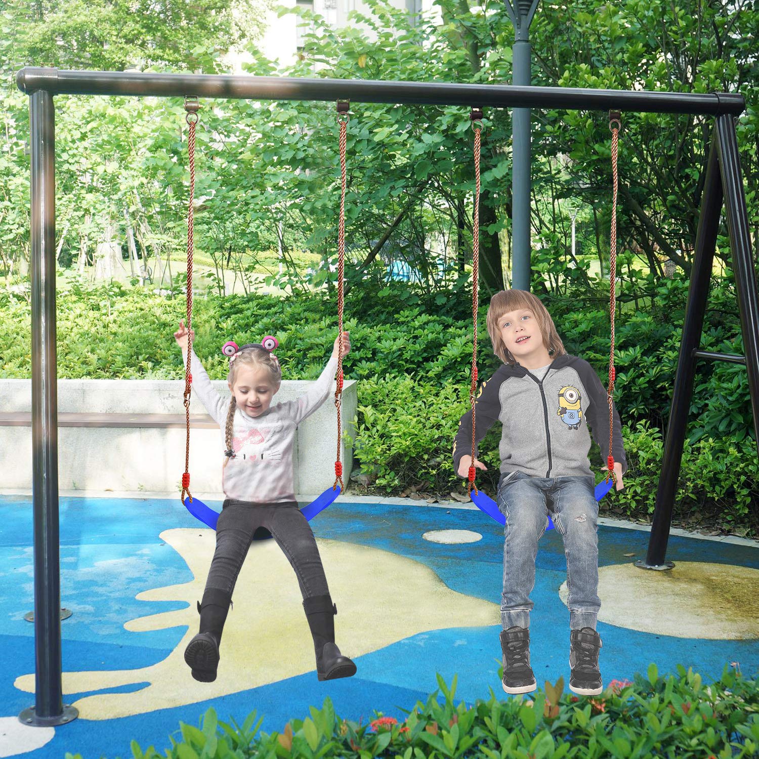 2 Pack Swing Seat for Kids and Adults, Heavy Duty Replacement Swing with Adjustable Ropes, Blue