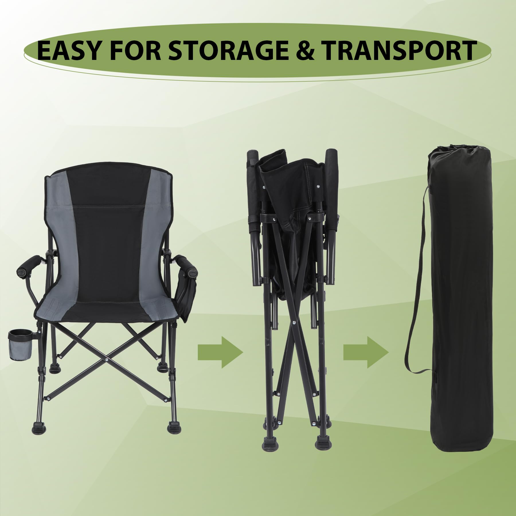 Heavy Duty Padded Camp Chair with Hard Arms