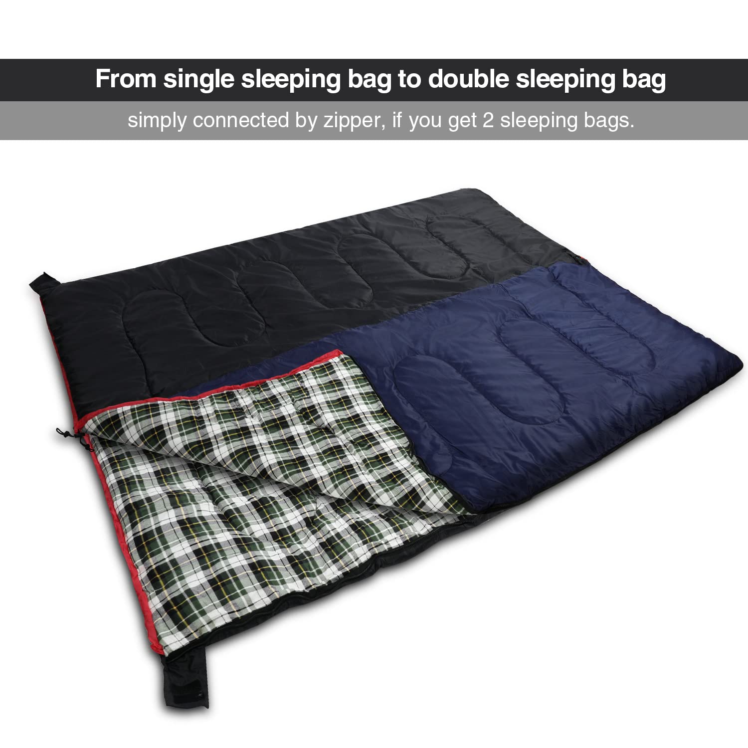 Cotton Flannel Envelope Sleeping Bag 41°F