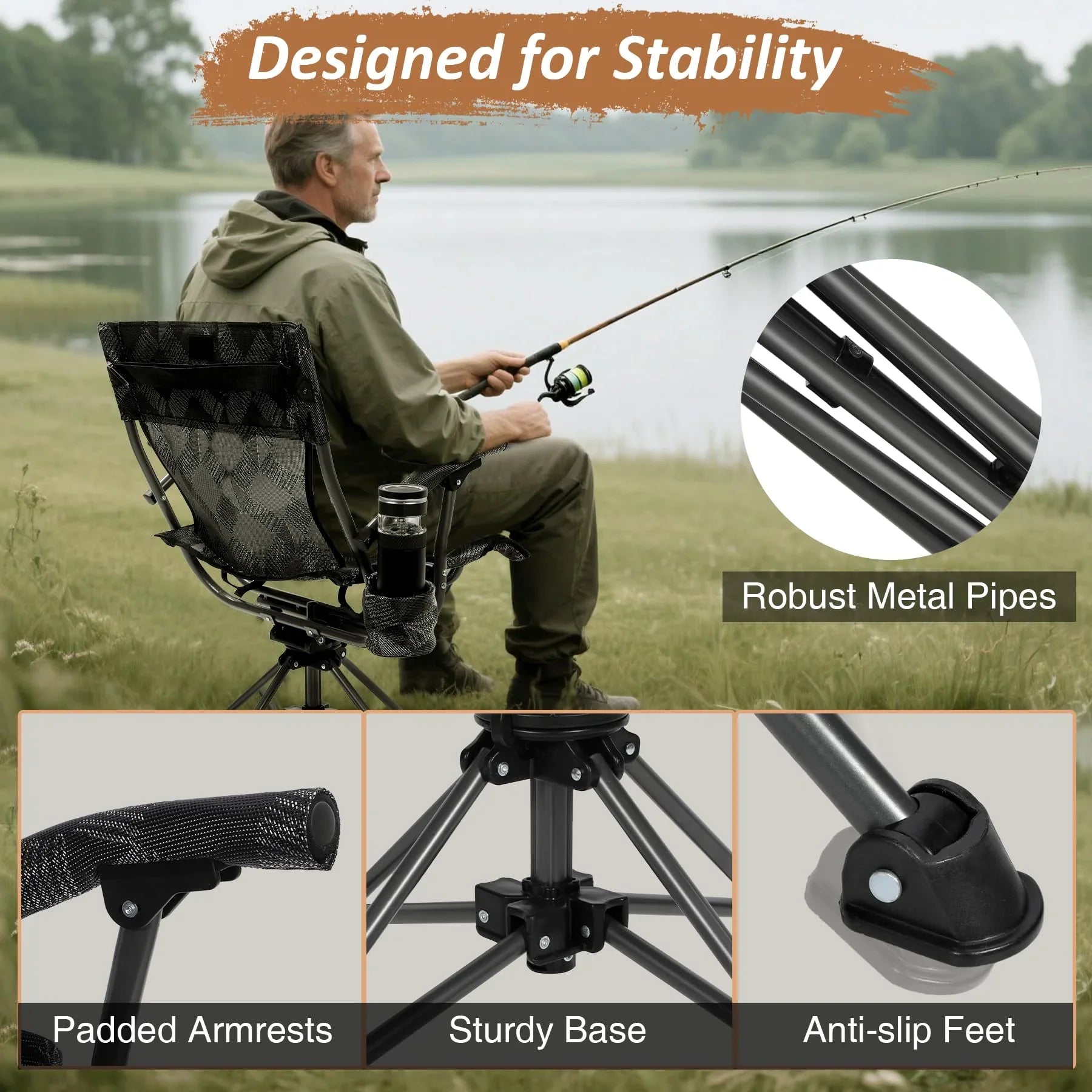 Silla de caza giratoria de 360 ​​grados REDCAMP para persianas