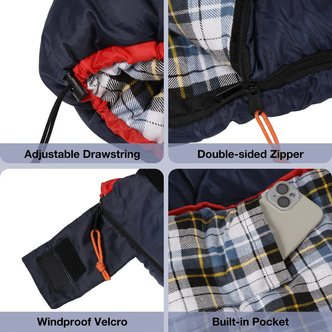 Saco de dormir de franela de algodón para acampar y hacer mochilerismo