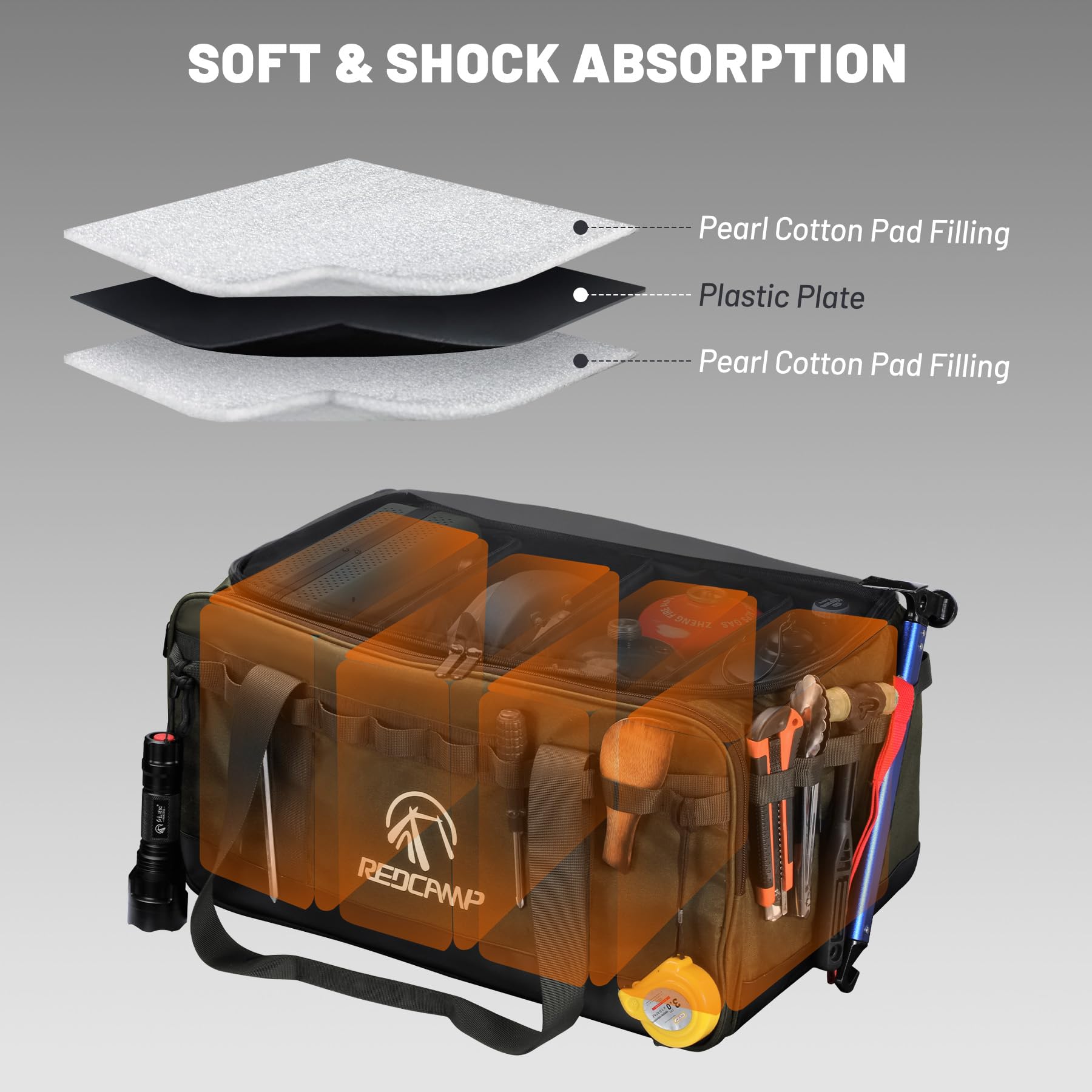 35L Camping Tote Organizer with adjustable dividers