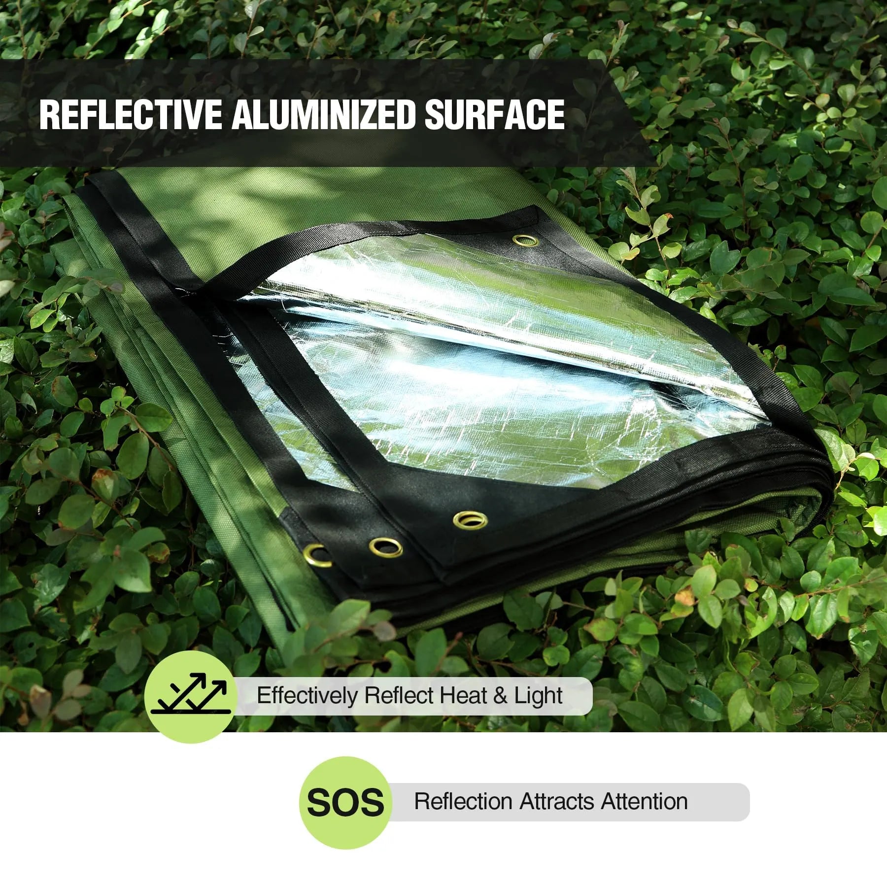 Heavy Duty Survival Blanket, Waterproof Emergency Thermal Tarp, Multipurpose Reflective Insulated All Weather Blankets for Camping Hiking, Green,11.8