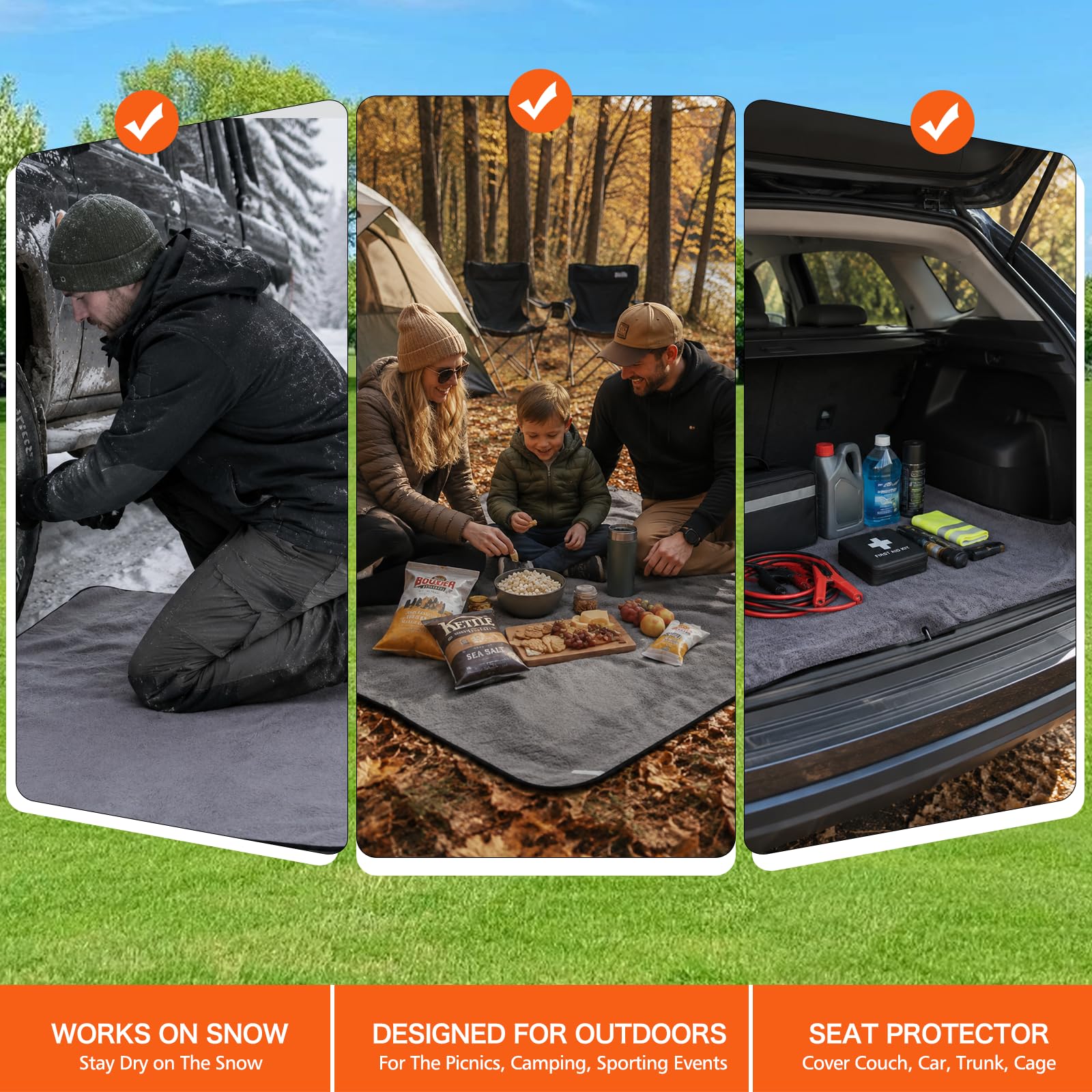 REDCAMP 79" x 59" Outdoor Camping Blanket with Sherpa Fleece