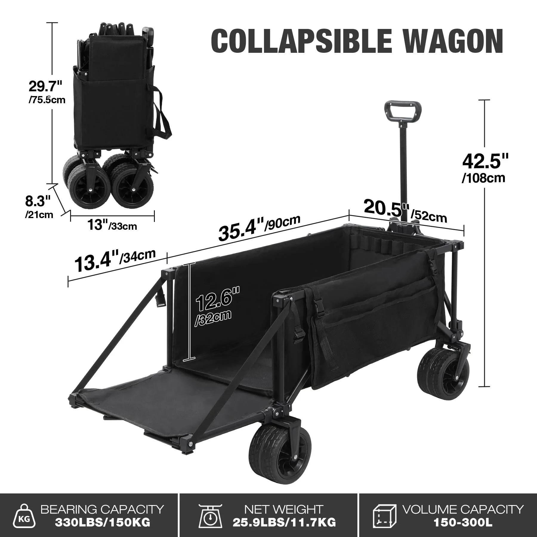 best collapsible fishing cart Black- 49" Extended Collapsible Fishing Cart with 6 Rod Holders