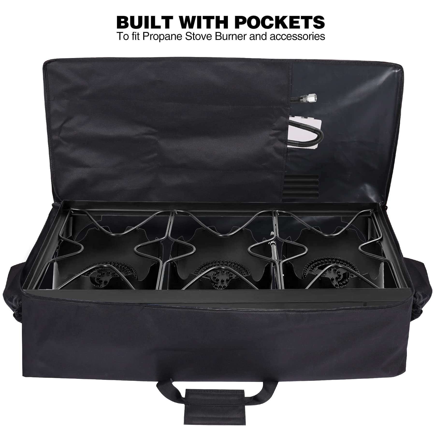 Camp Stove Carry Bag for 3 Burner Stove, Large Case for Three Burner Gas Grill Accessories, 40.5" L x 10" W x 17" H