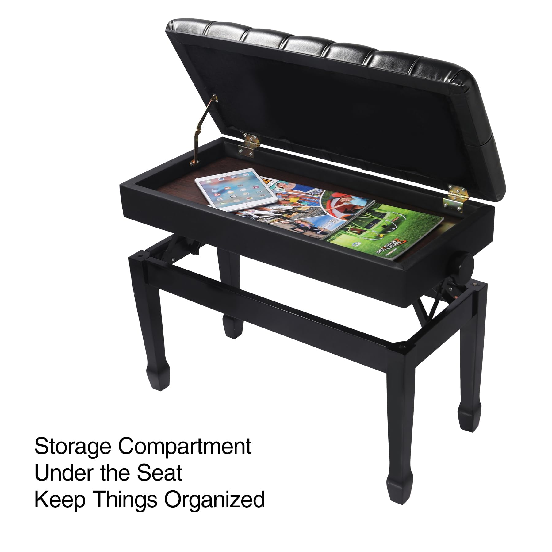 Adjustable Double Piano Bench with Storage
