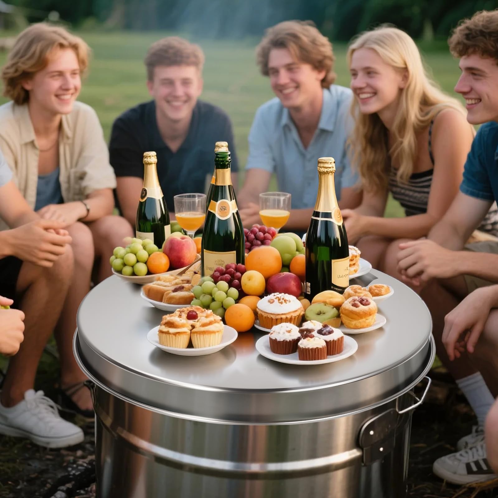 20" Fire Pit Cover Lid for Solo Stove Bonfire, Round Stainless Steel Fire Pit Top Metal Cover, Heavy Duty Outdoor Patio Camping Accessory for Protection and Tabletop Use