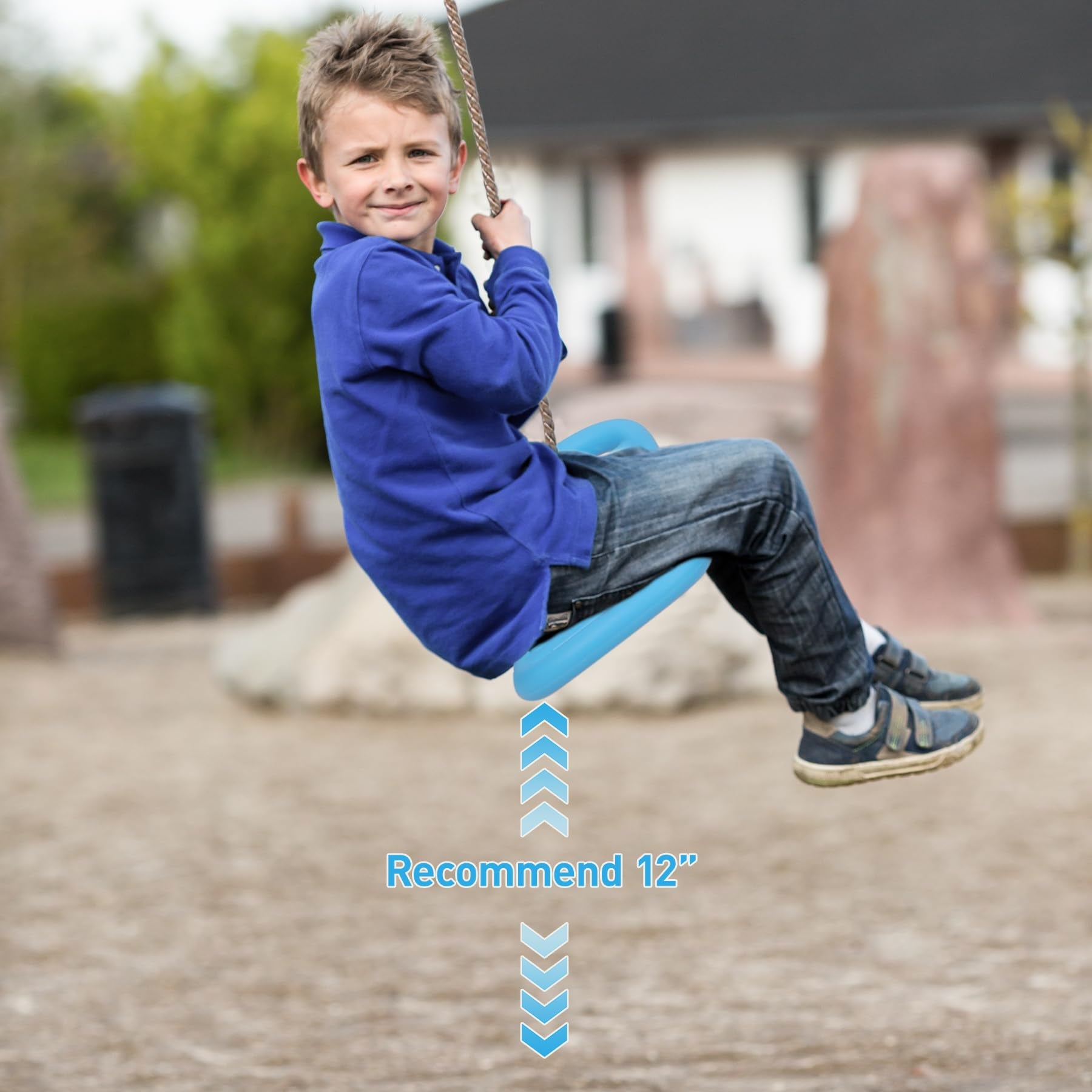 Tree Swing for Kids, 3-in-1 Longboard Climbing Rope Swing, Adjustable Disc Seat and Tangle-Free Rope for Indoor or Outdoor Playground Playset, Up to 600 lbs, Blue