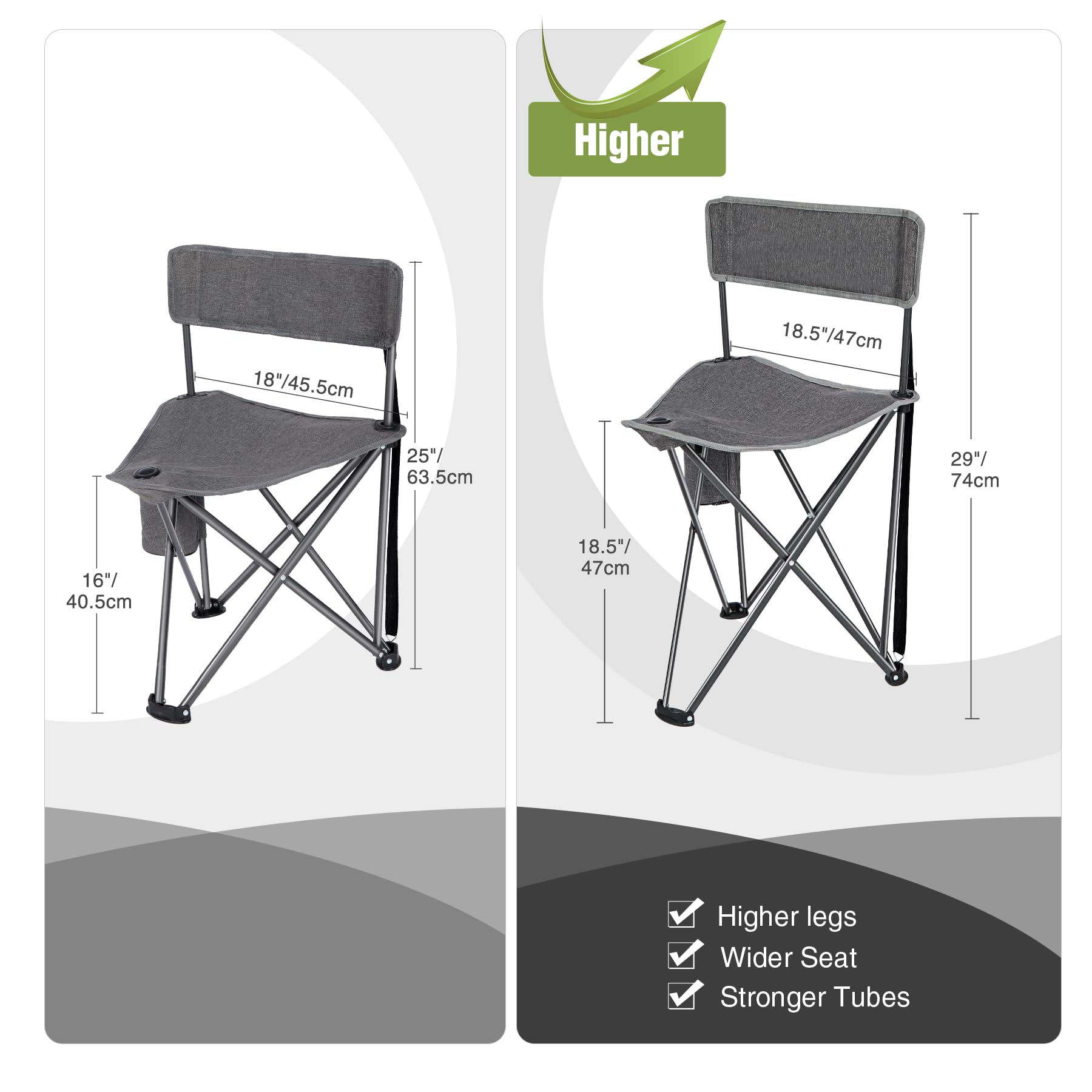 Lot de 2 chaises de camping à trépied 