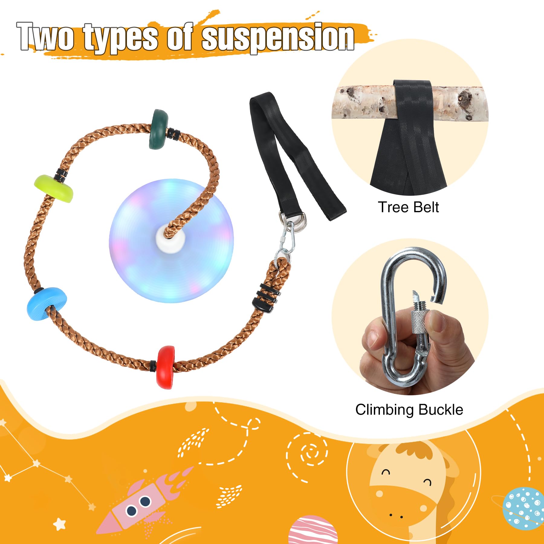 LED Disc Climbing Rope Swing with Platforms