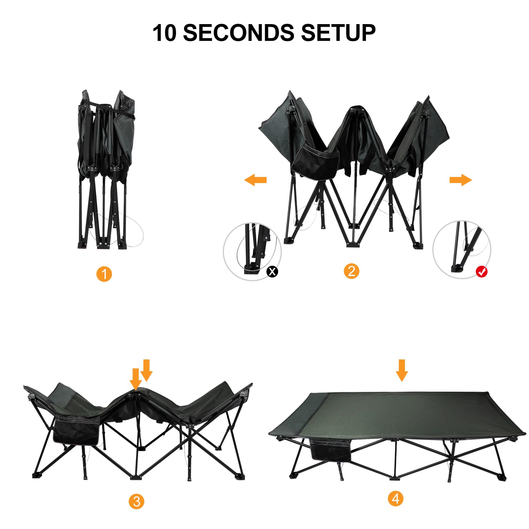 39.4" Extra Wide Heavy Duty Steel Camping Cot