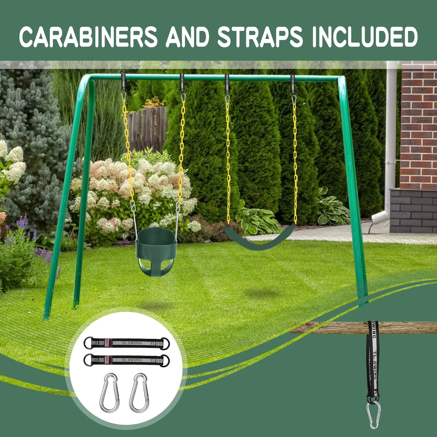 Kids High Back Bucket Swings with Coated Chains