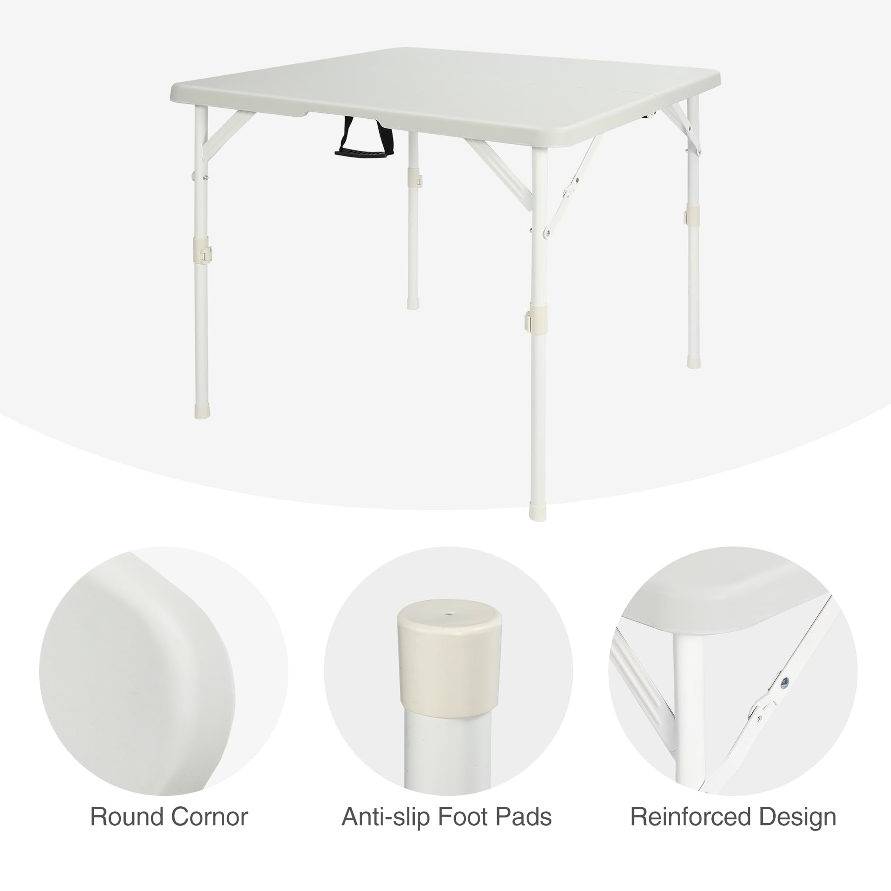 Table à cartes carrée légère et portable avec pieds pliables 