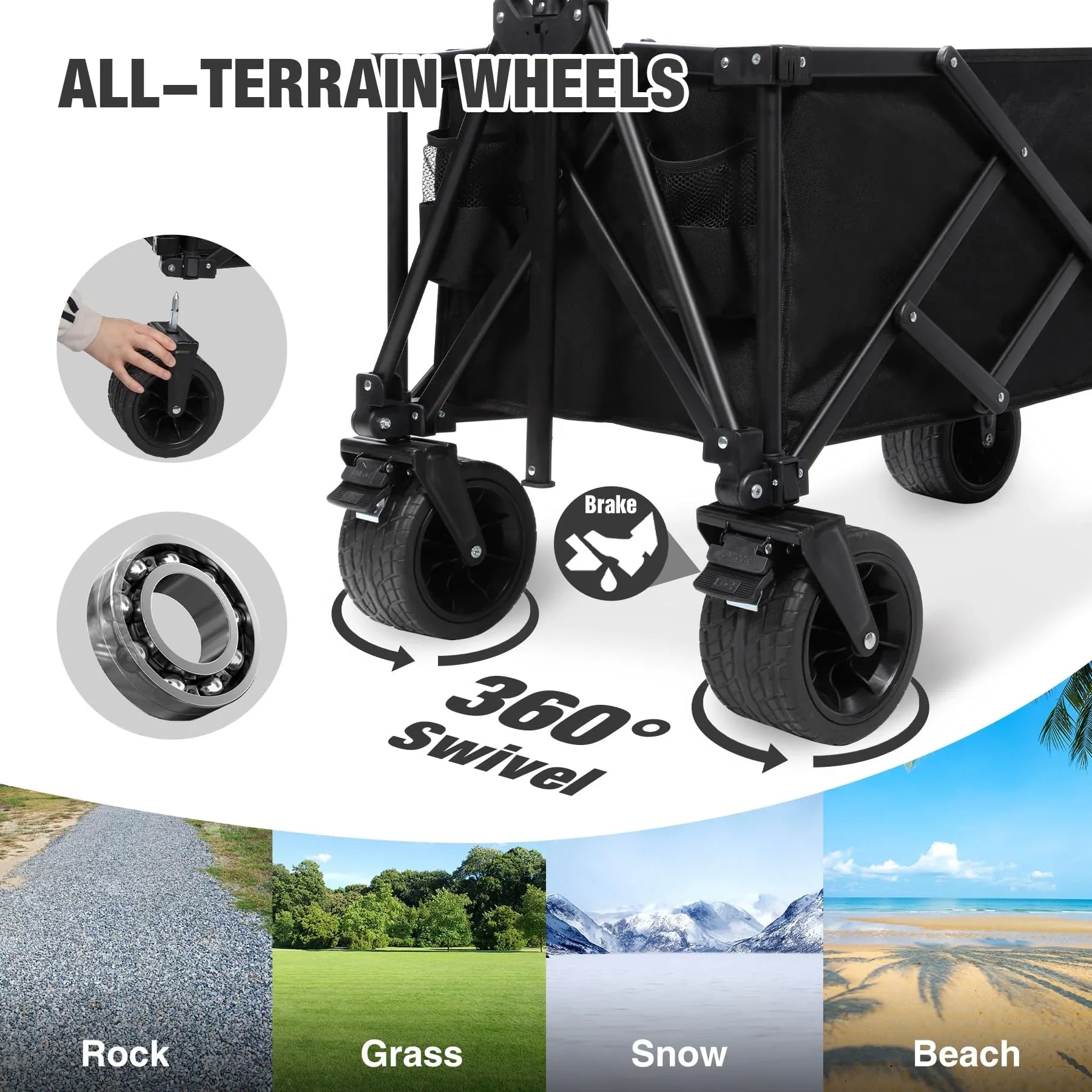 berkely collapsable fishing cart Black- 49" Extended Collapsible Fishing Cart with 6 Rod Holders