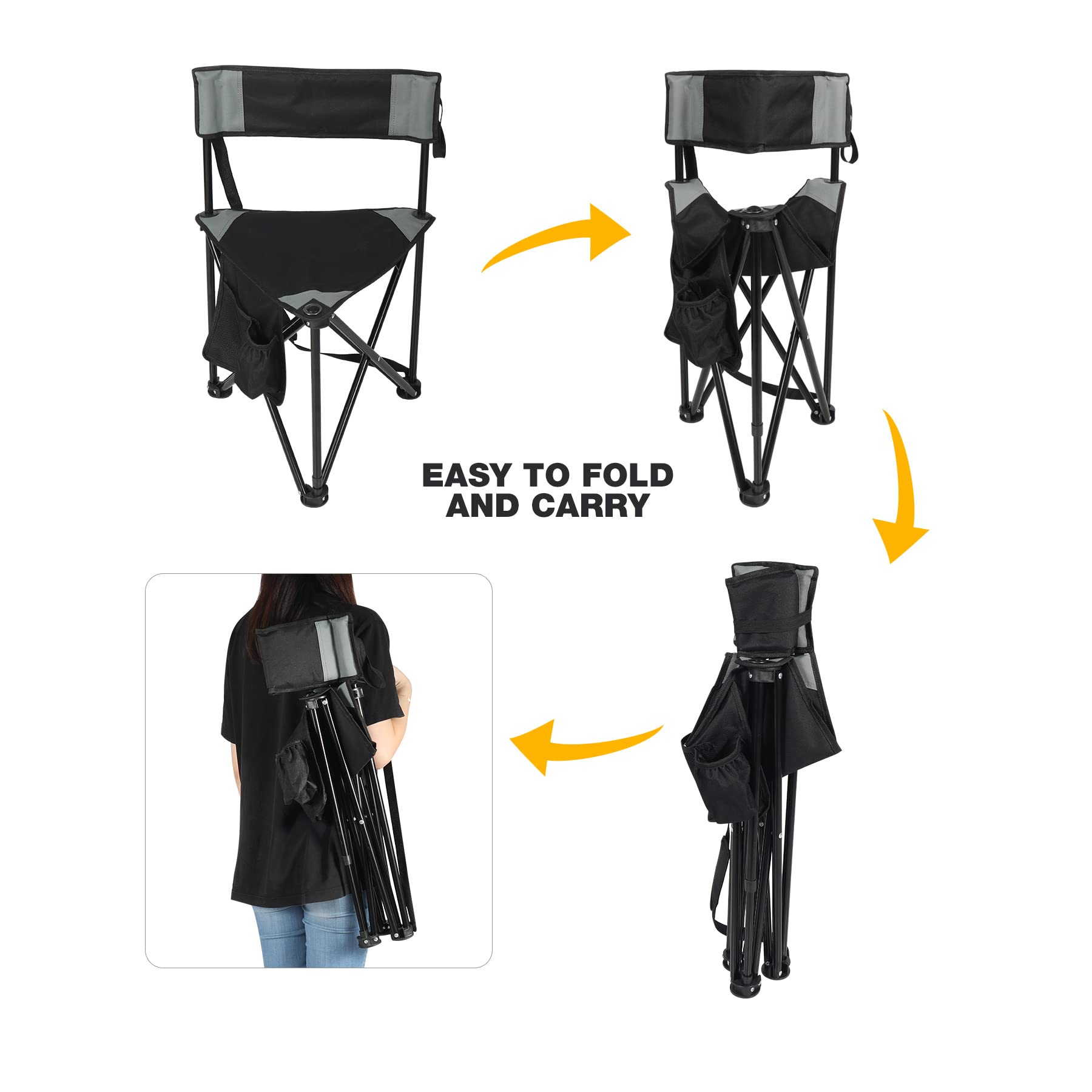Paquete de 2 sillas de camping con trípode 