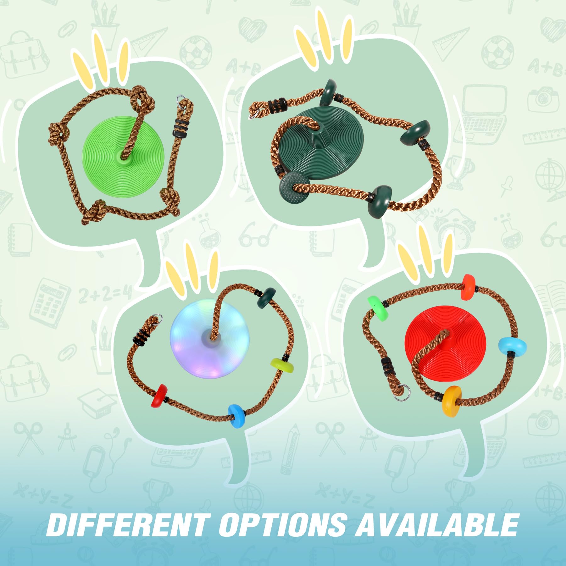 Climbing Rope Swings for Trees, Heavy Duty Plastic Disc Swing Seat for Kids and Adults with Hanging Strap and Snap Hooks