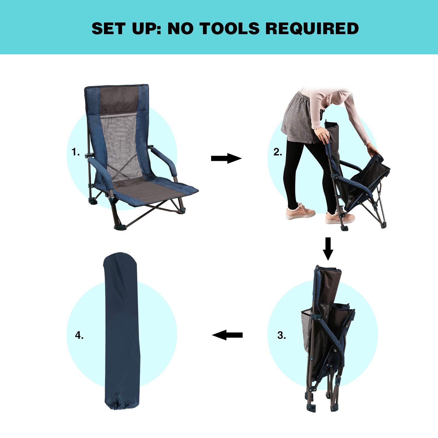 High Back Low Profile Beach Chair