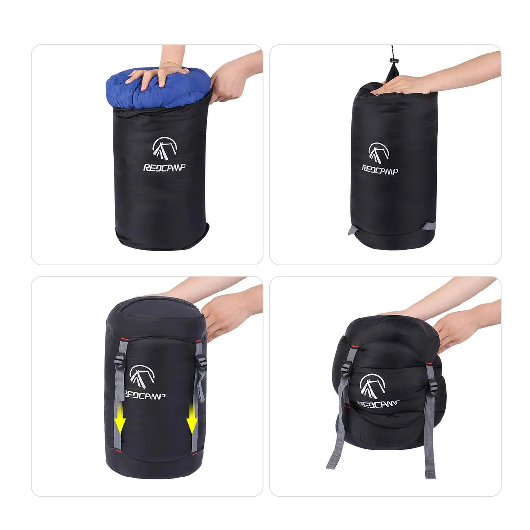 Nylon Compression Stuff Sack, 10L/17L/27L/40L Lightweight Sleeping Bag Compression Sack Great for Backpacking, Hiking and Camping,Black