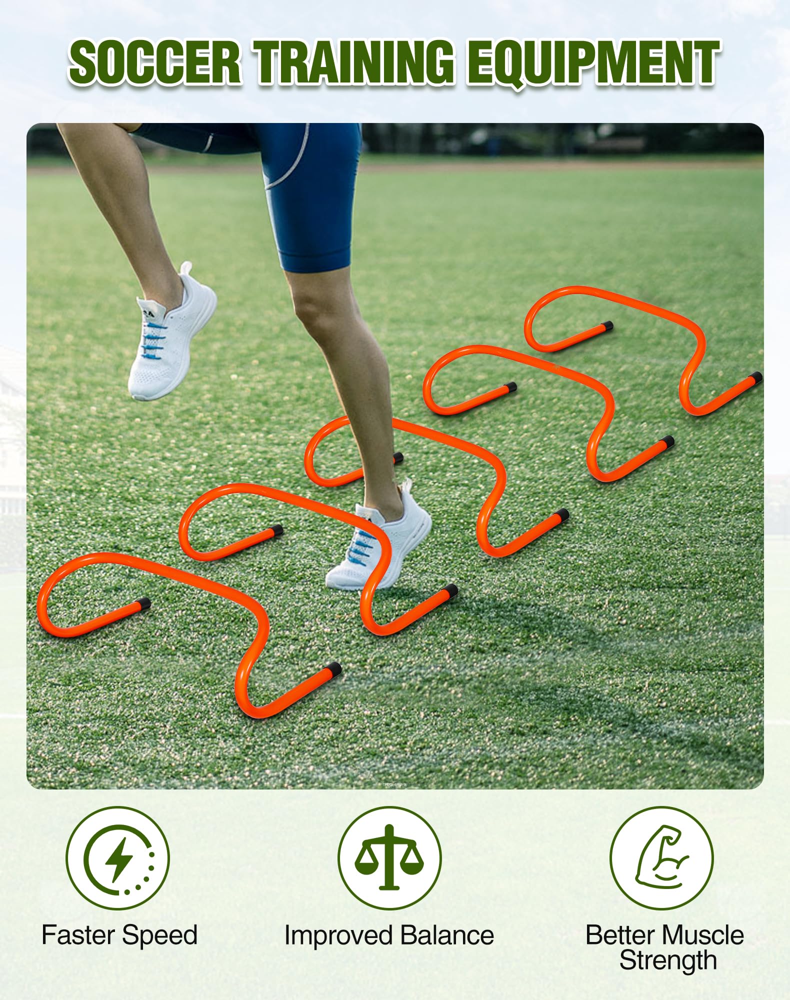 Adjustable Agility Hurdles,4 Height Speed Training Hurdles, Portable Speed Training Equipment with Carry Bag for for Athletes,Kids,Soccer,Basketball