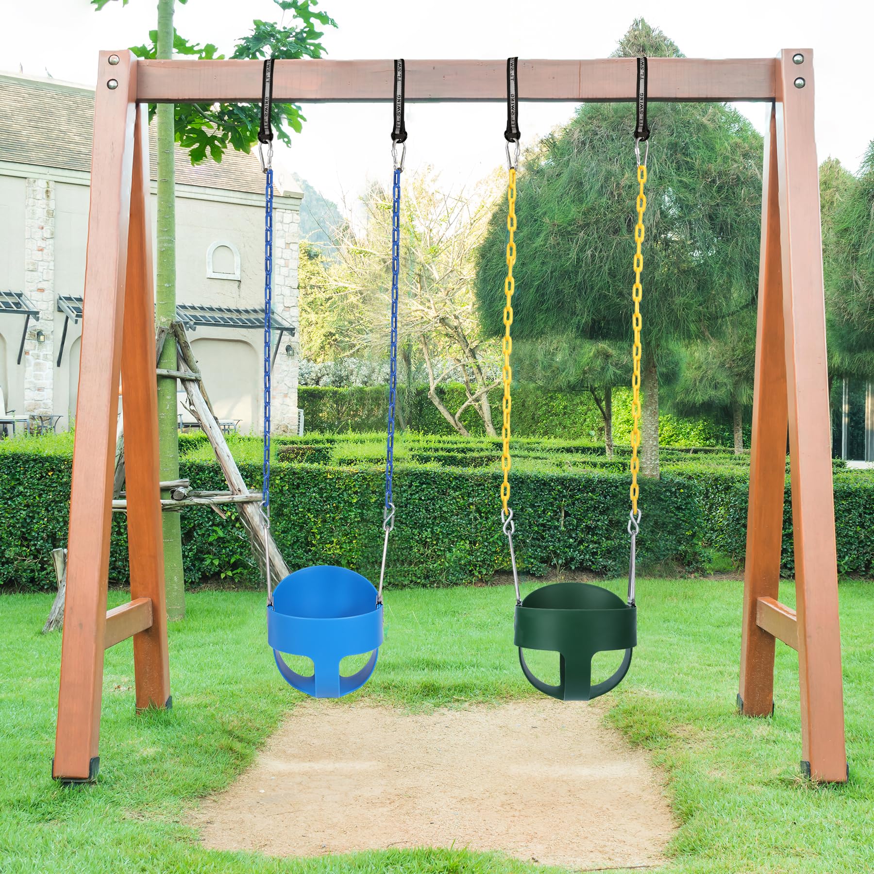 High Back Toddler Bucket Swing Seat with Coated Chains