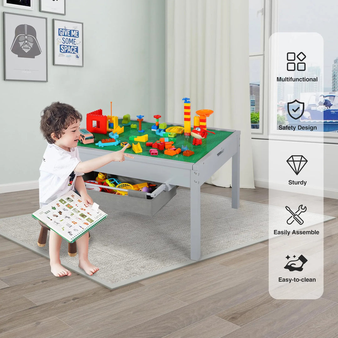 2 in 1 Kids Activity Table with Storage Drawers