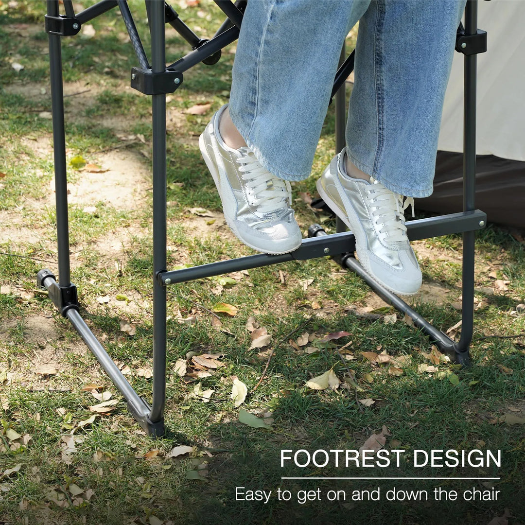 31-Inch Extra Tall Folding Chair, Tall Camping Chair with High Back, Hard Arms and Footrest