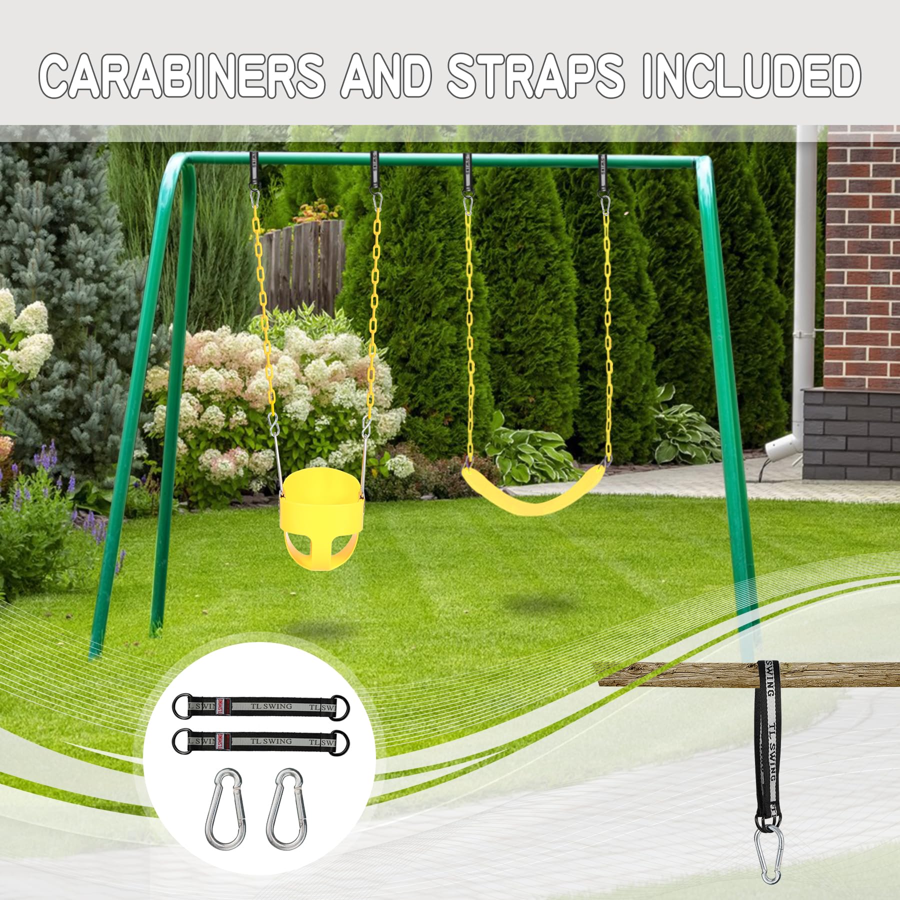 High Back Toddler Bucket Swing Seat with Coated Chains