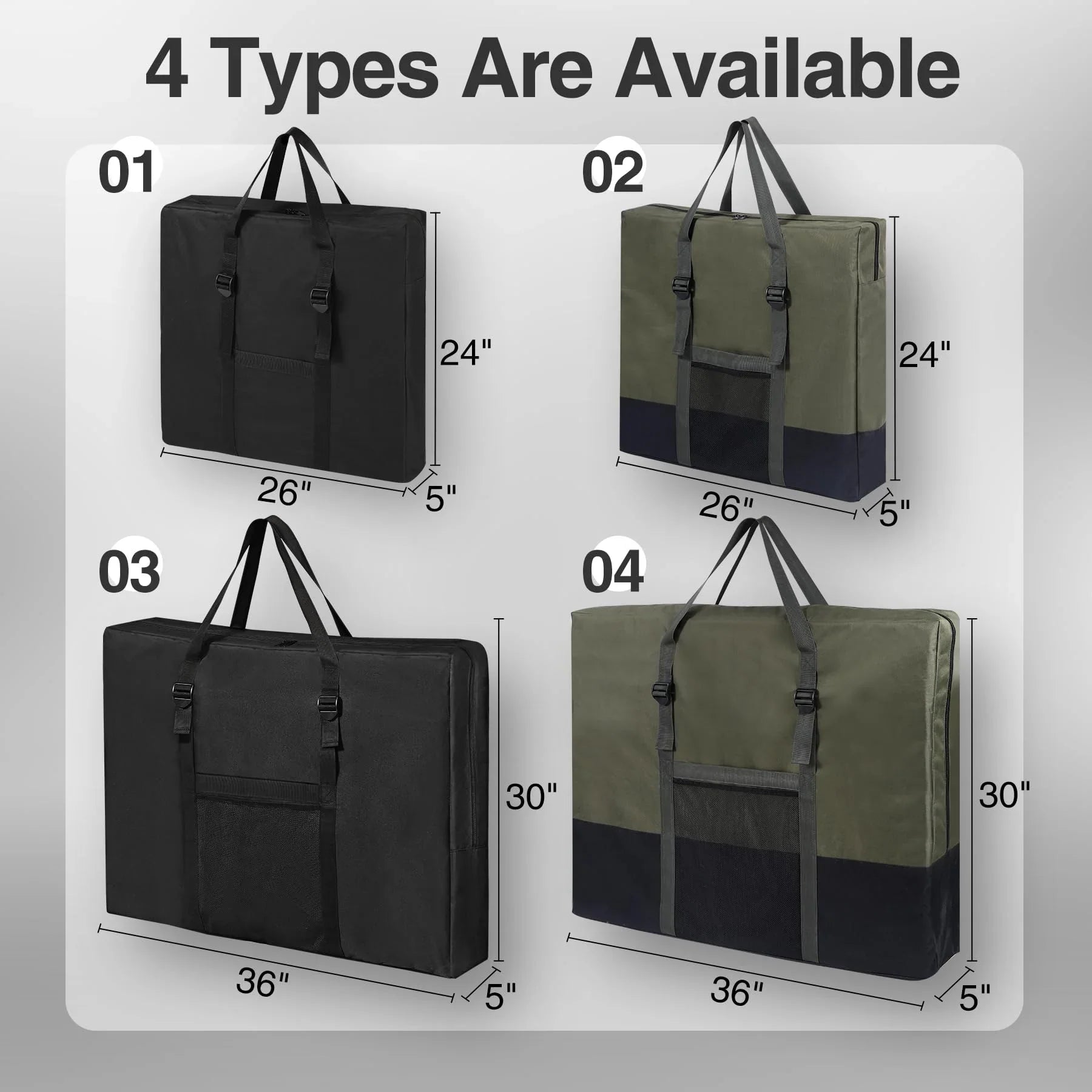 Folding Table Storage Bag, WaterProof Carry Bag with Handles for Folding Picnic Camping Card Table, Black 36" D x 5" W x 30" H