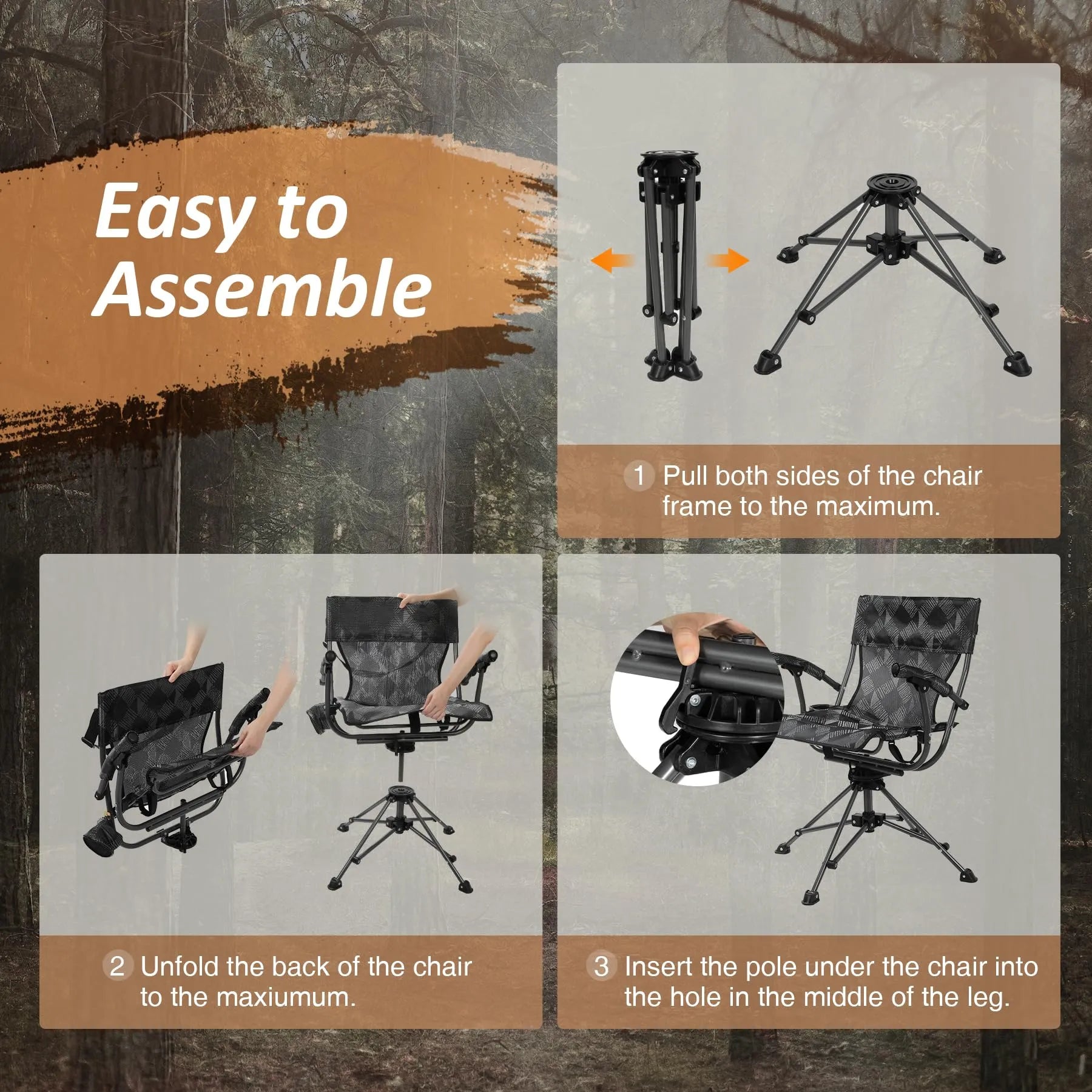 Silla de caza giratoria de 360 ​​grados REDCAMP para persianas