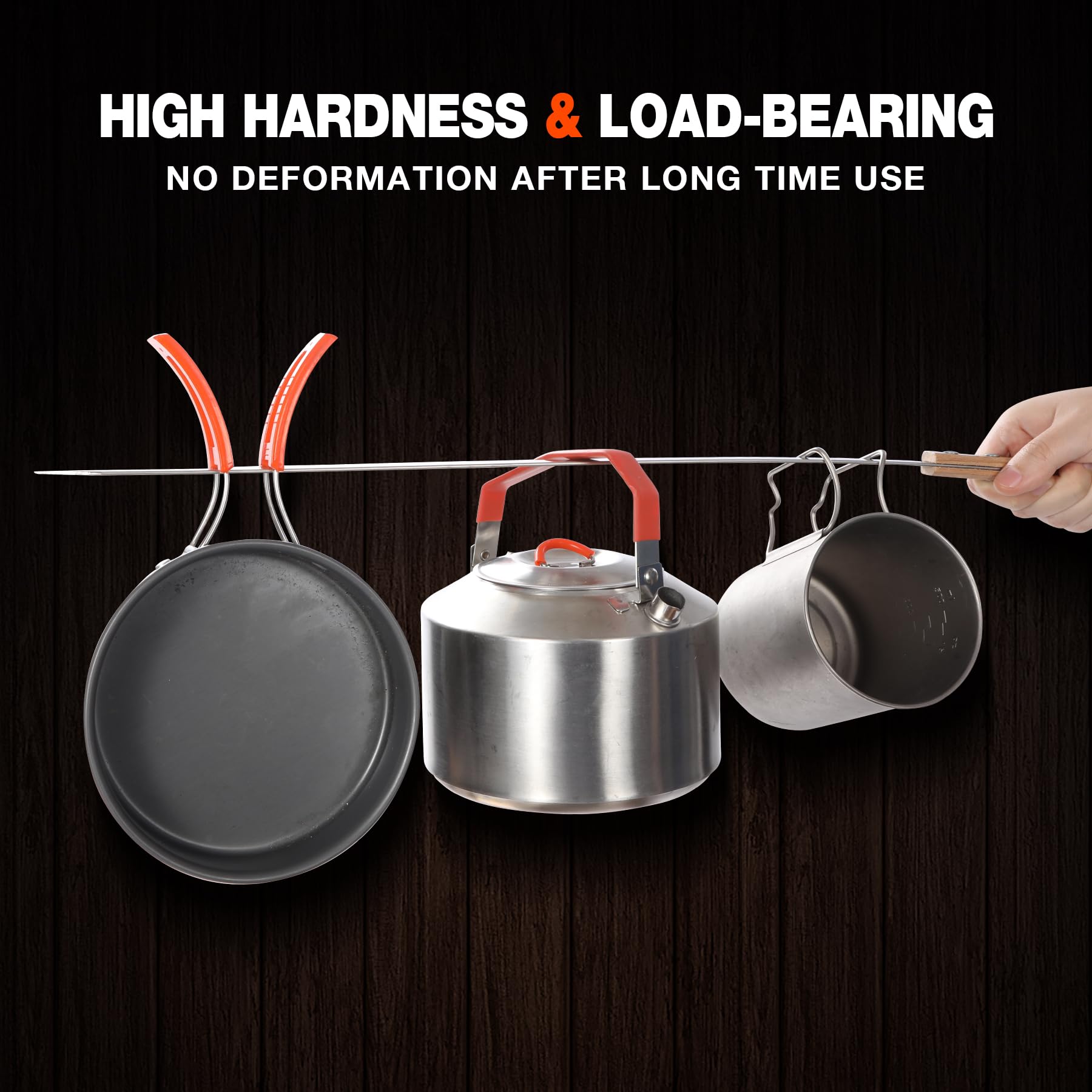 8PCS Kabob Skewers for Grilling, 23" Long 5/8 Wide Flat Metal Skewers for Kabobs, Reusable BBQ Stainless Steel Sticks with Wooden Handle for Outdoor Camping Picnic Cooking, Silver