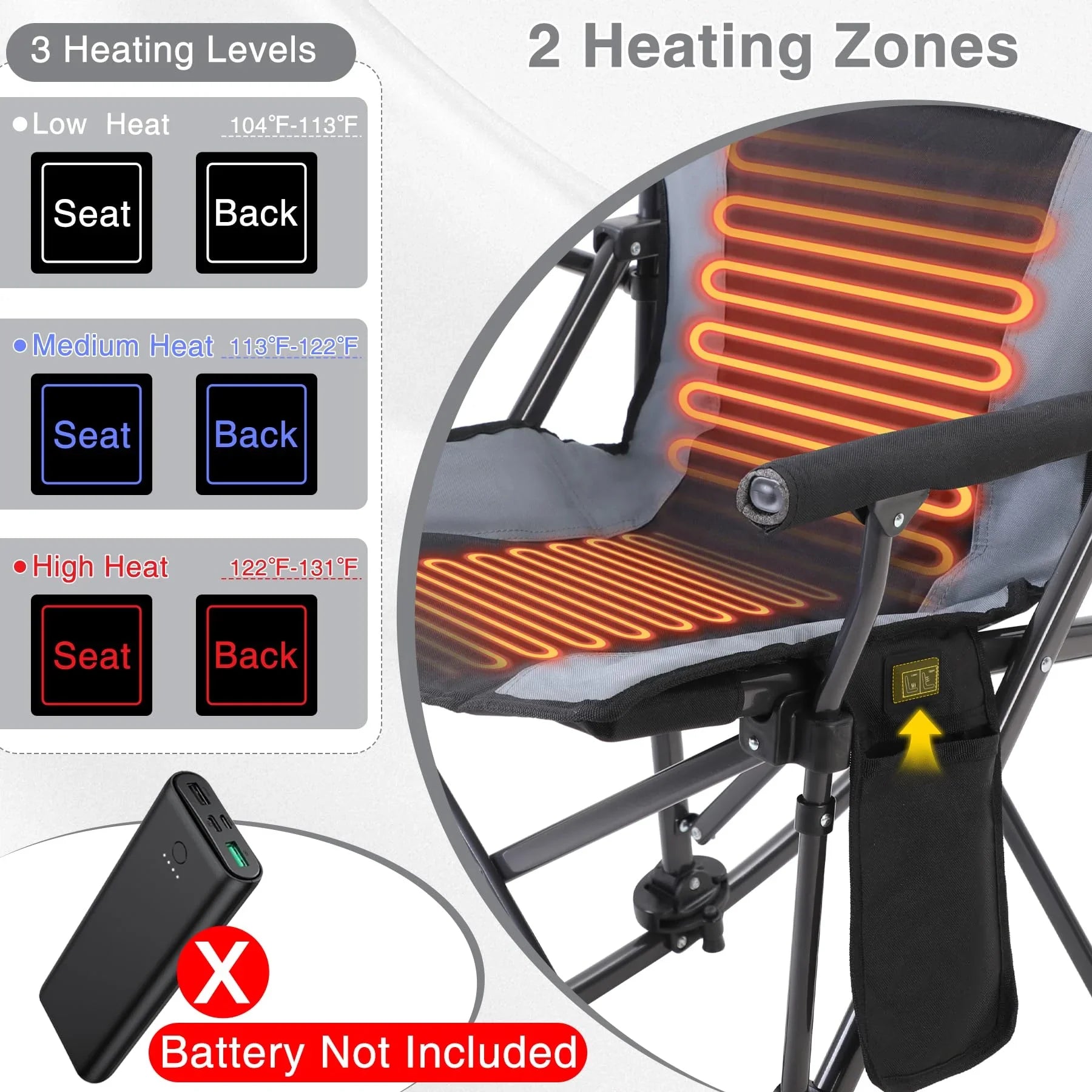 Oversized Folding Camping Chair for Adults Heavy Duty 250/300/330lb, Sturdy Steel Frame Outdoor Camp Chairs Portable Lawn Chair with High Back and Cup Holder