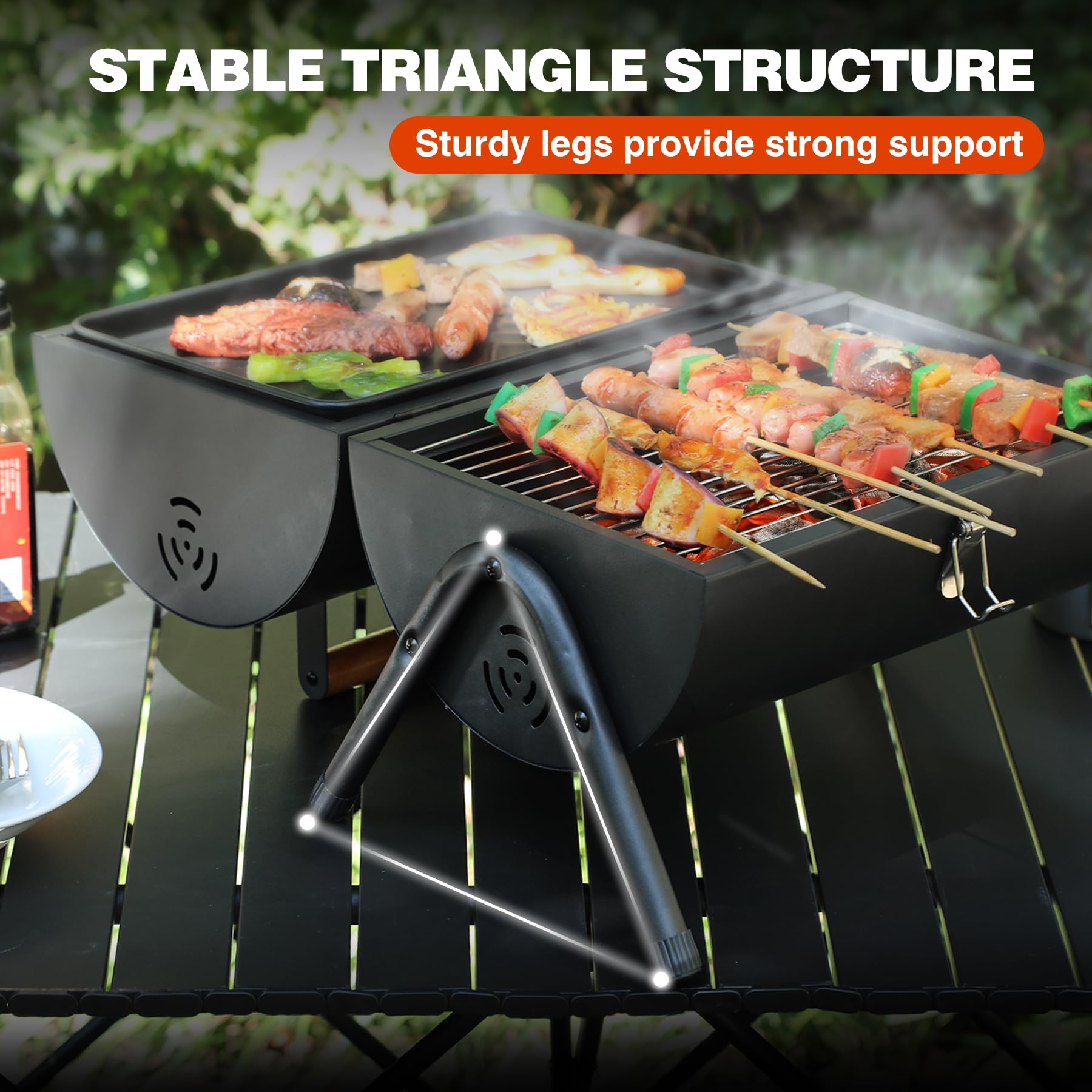 Portable Charcoal Grill with Thermometer