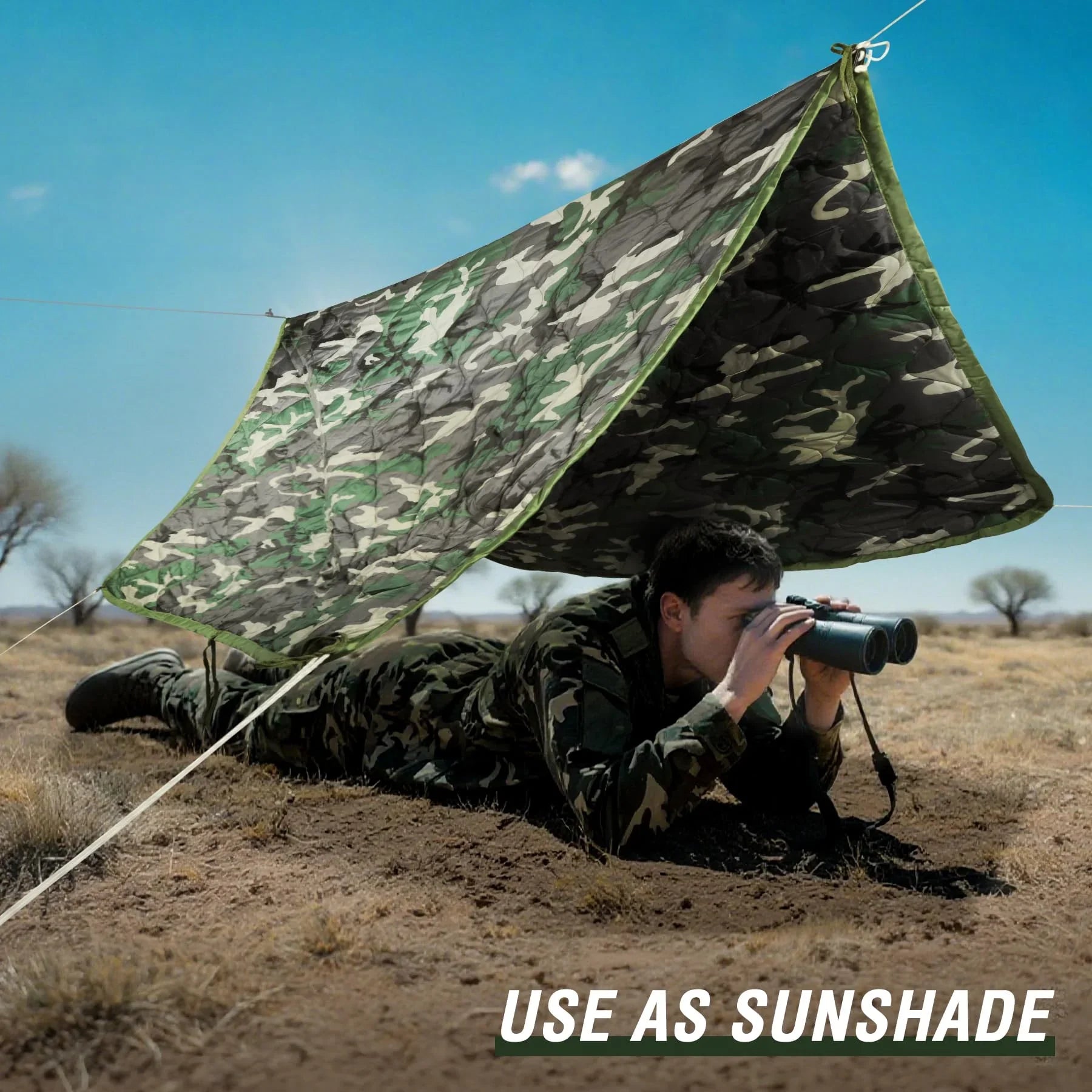 Wobbie Blanket, Poncho Liner for Hiking, Survival Compression Carry Bag