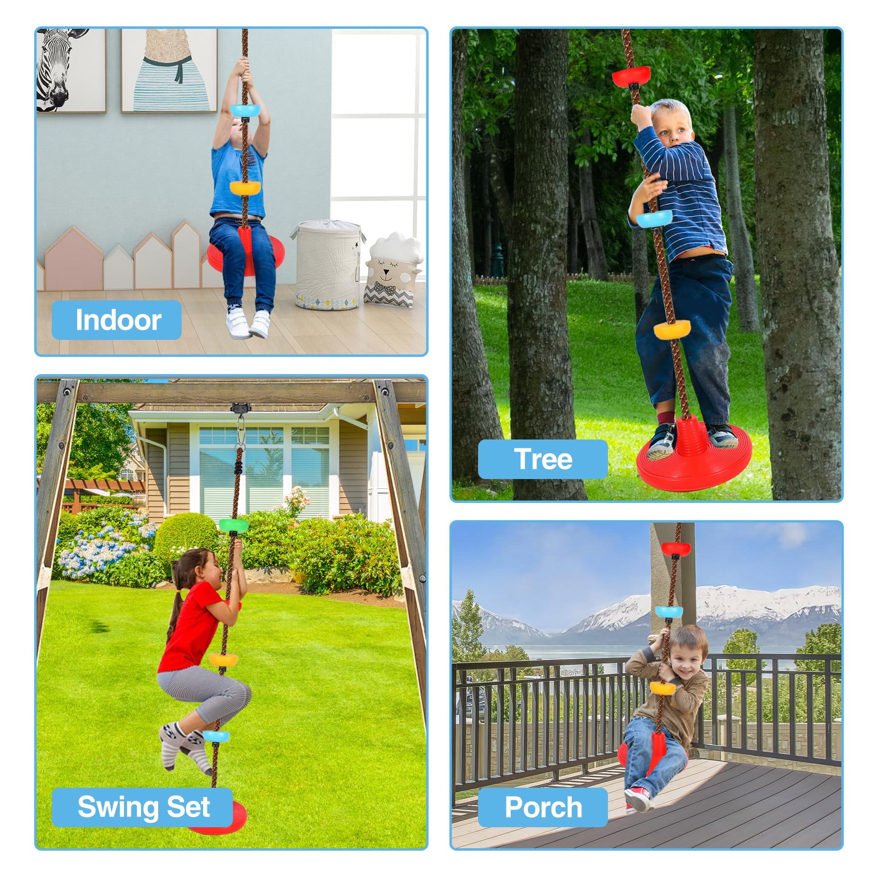 Heavy Duty Disc Climbing Rope Swing with Platforms