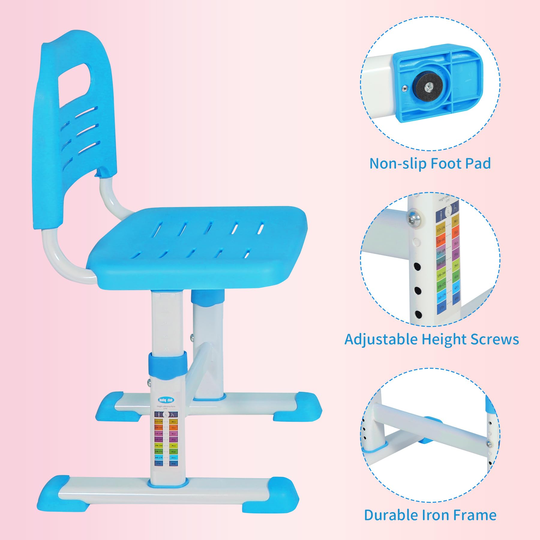 REDCAMP Adjustable Student Desk and Chair Set with Drawing Tilt Desktop