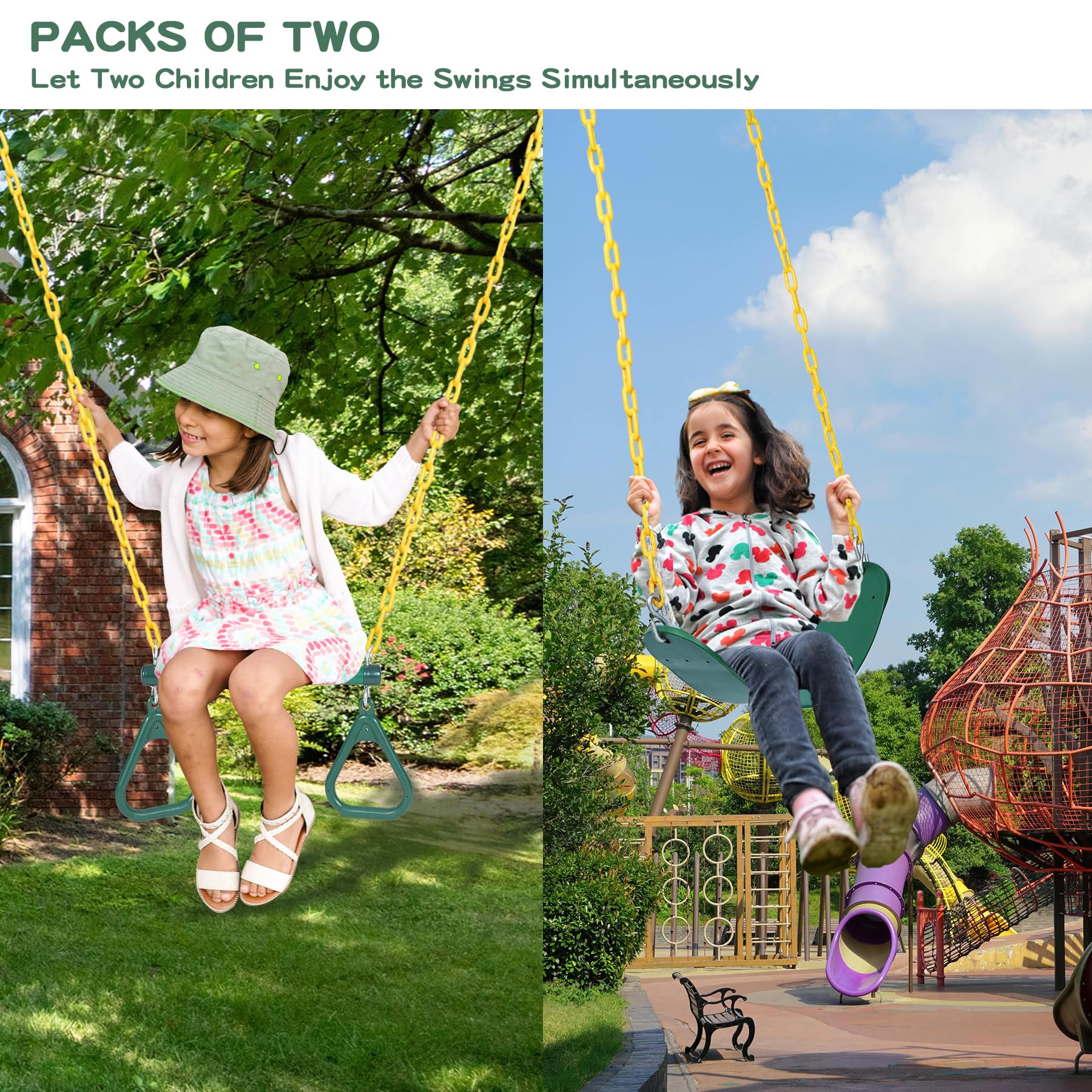 Heavy-Duty Playground Swing Seat & Trapeze Ring Combo