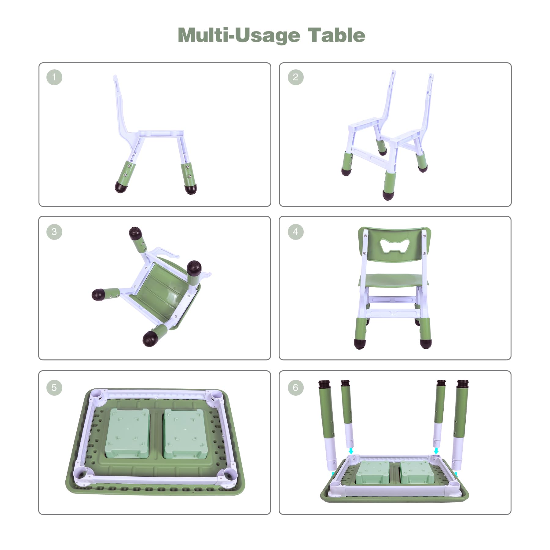 Kids Table and 2 Chairs Set, Height Adjustable 3 in 1 Multi Activity Table with 2 Chairs, Storage Bins,Graffiti,Double-Sided Tabletop,Sky Blue