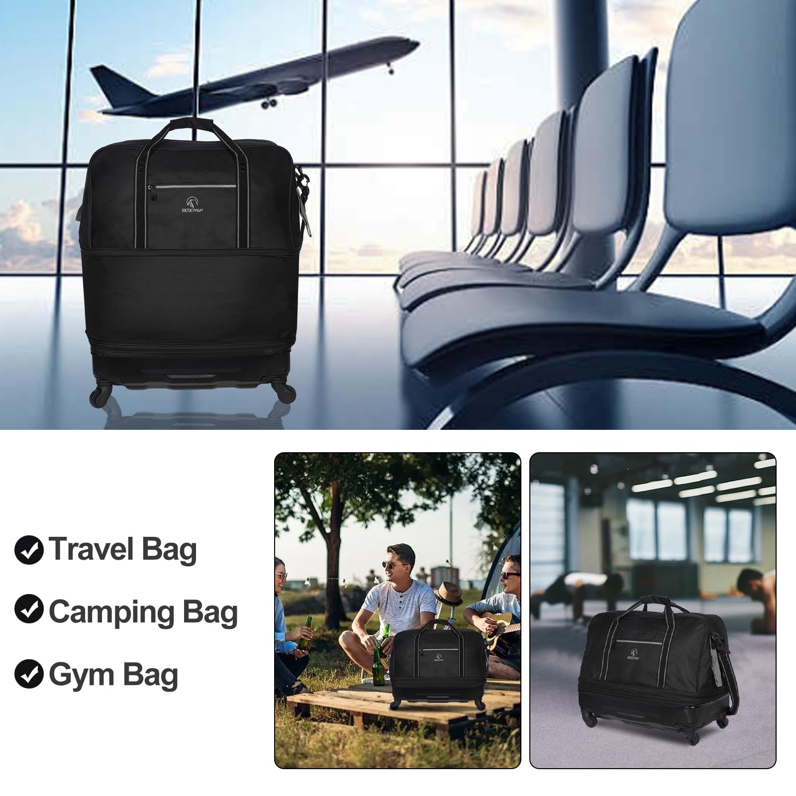 Expandable Rolling Duffel - 60L-130L Adjustable Capacity