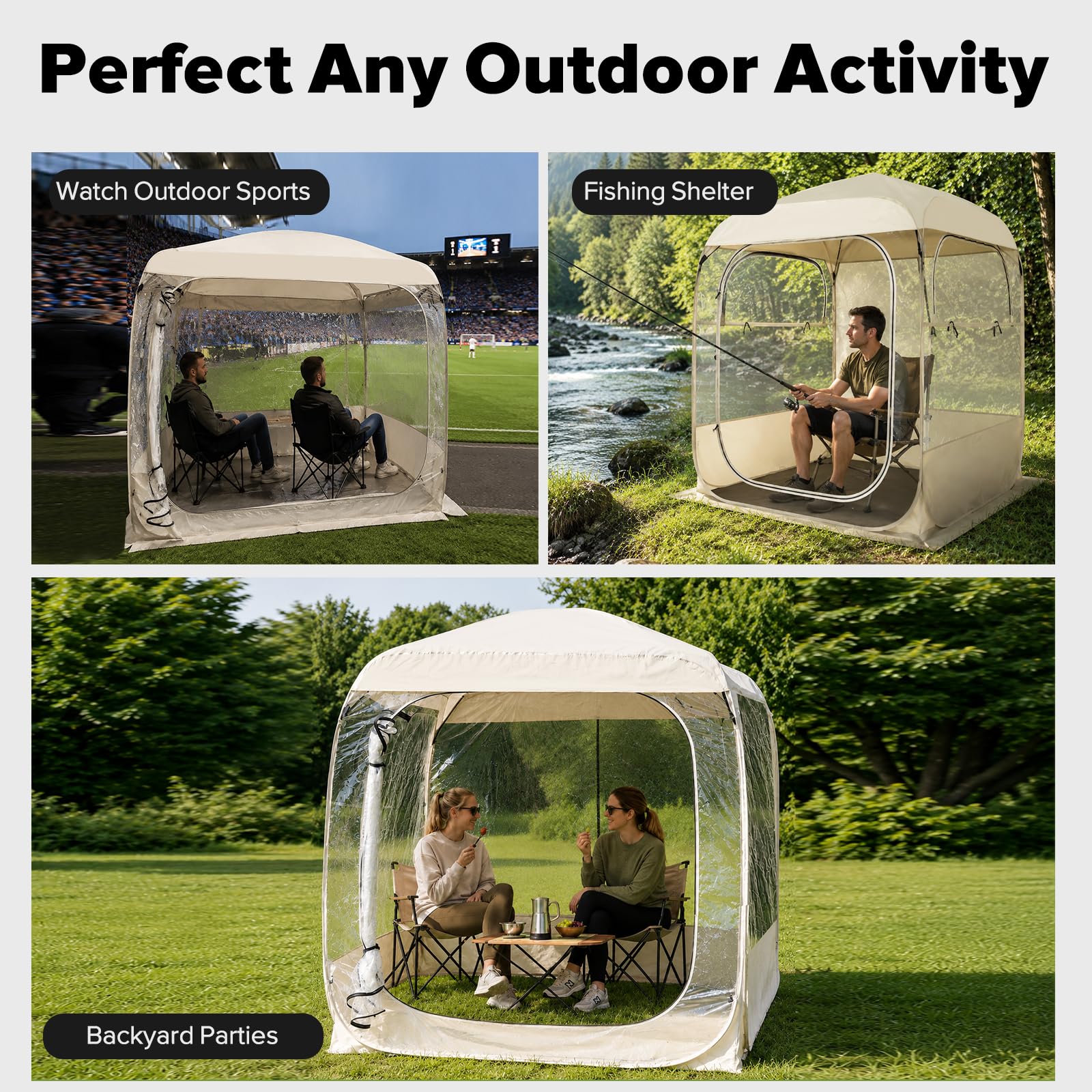 REDCAMP Pop Up Sports Tent with Clear PVC Panels