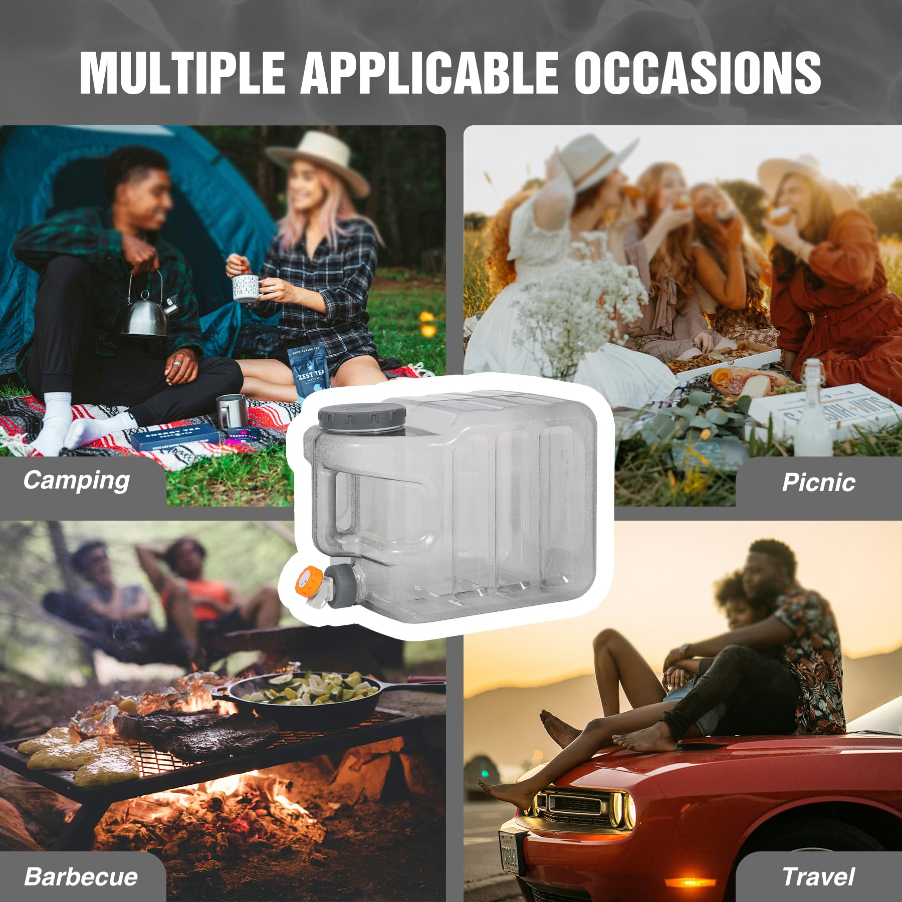 Portable Water Storage Tank with Adjustable Spigot - Food Grade PC