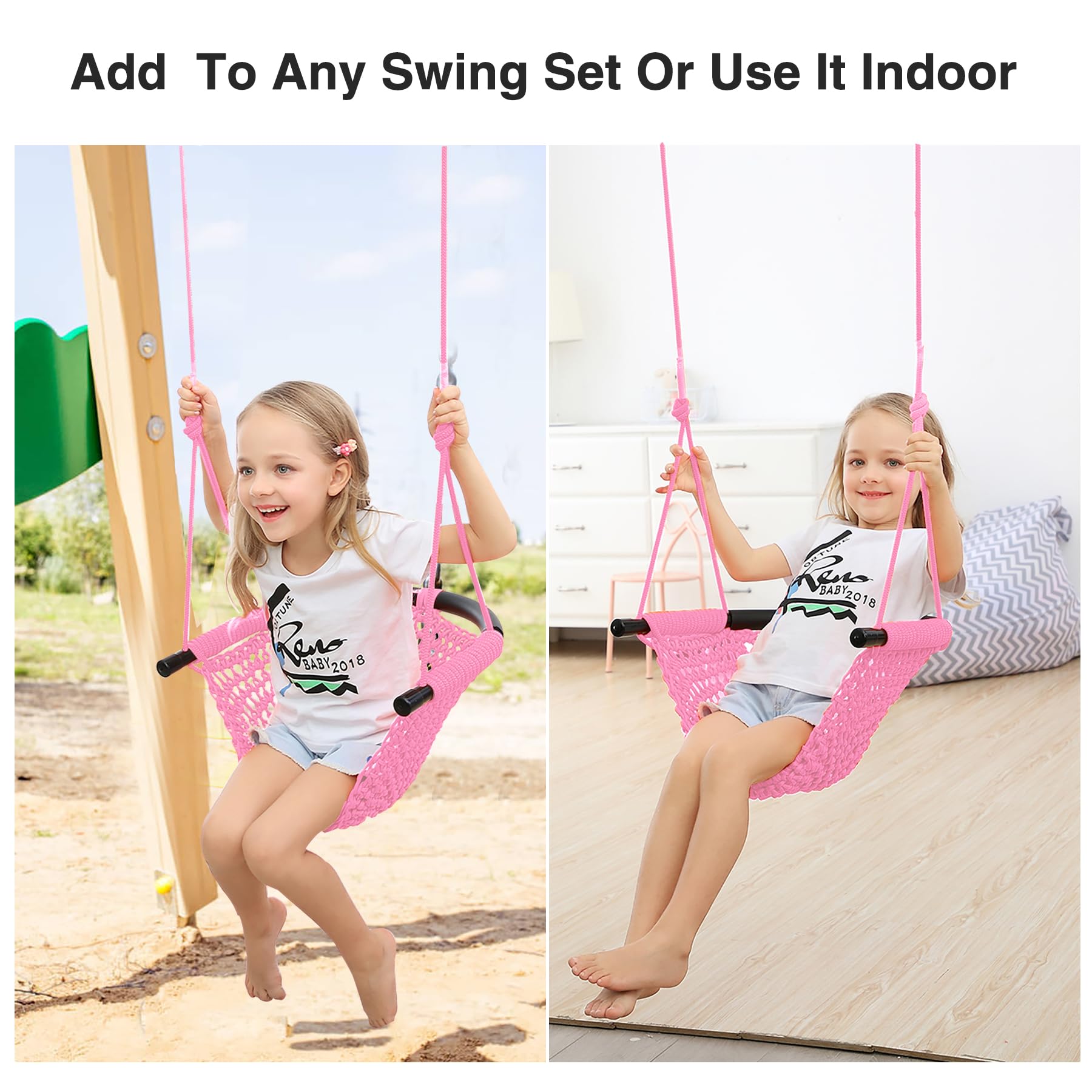 Hand-Woven Adjustable Rope Swing Seat