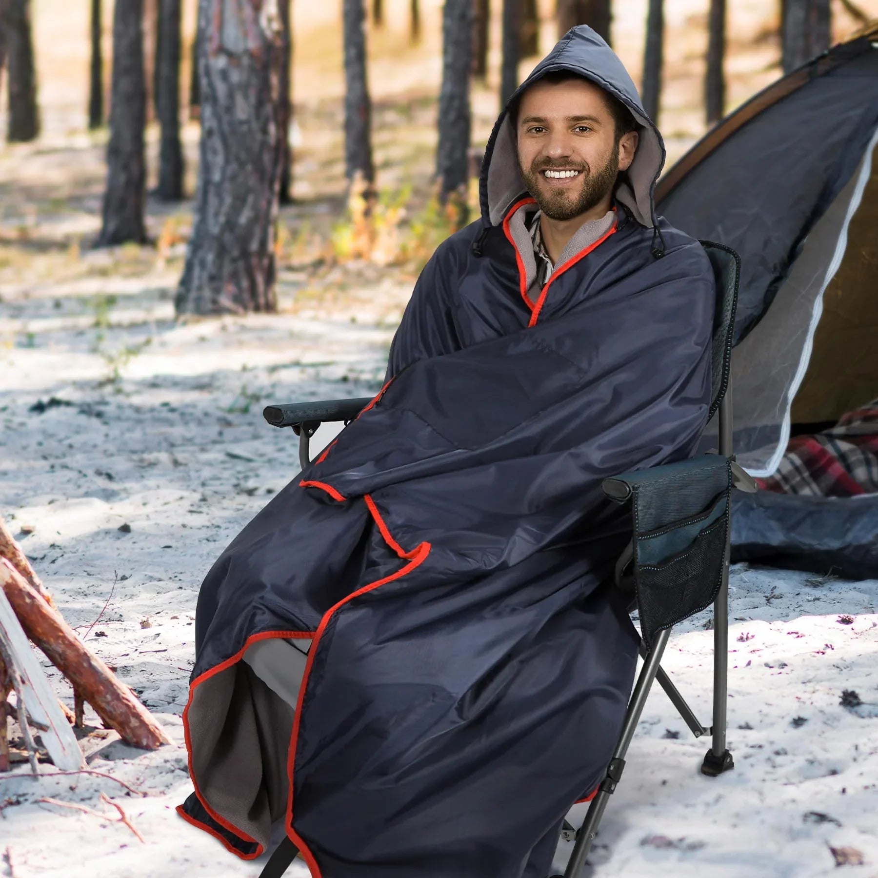 Large Waterproof Stadium Blanket with Hood for Cold Weather