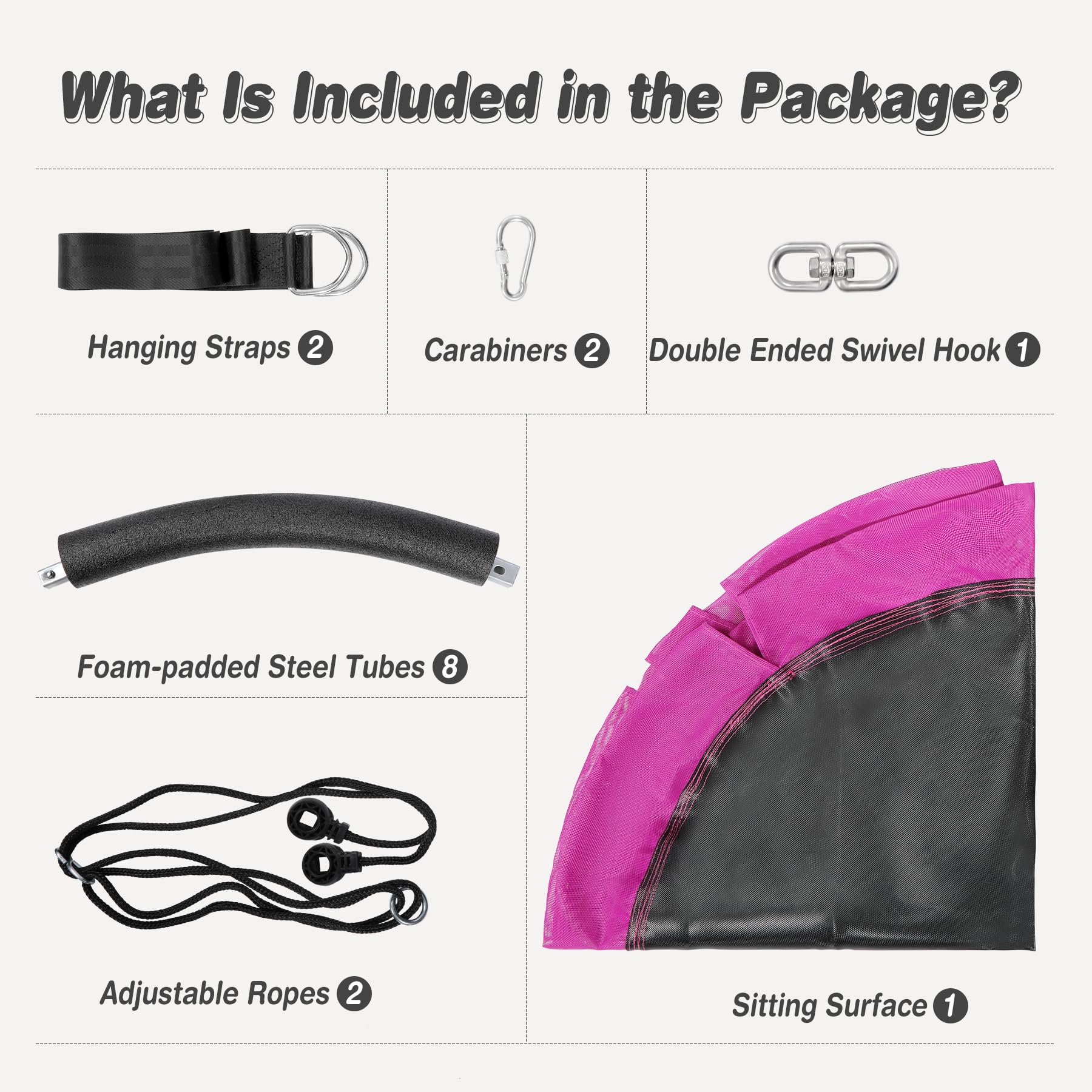 43" Tree Swing for Kids Outdoor, Waterproof Large Round Flying Saucer Swings for Trees and Swingset, Strong Heavy Duty for Outside Playground, 500LBS Weight Capacity, Purple